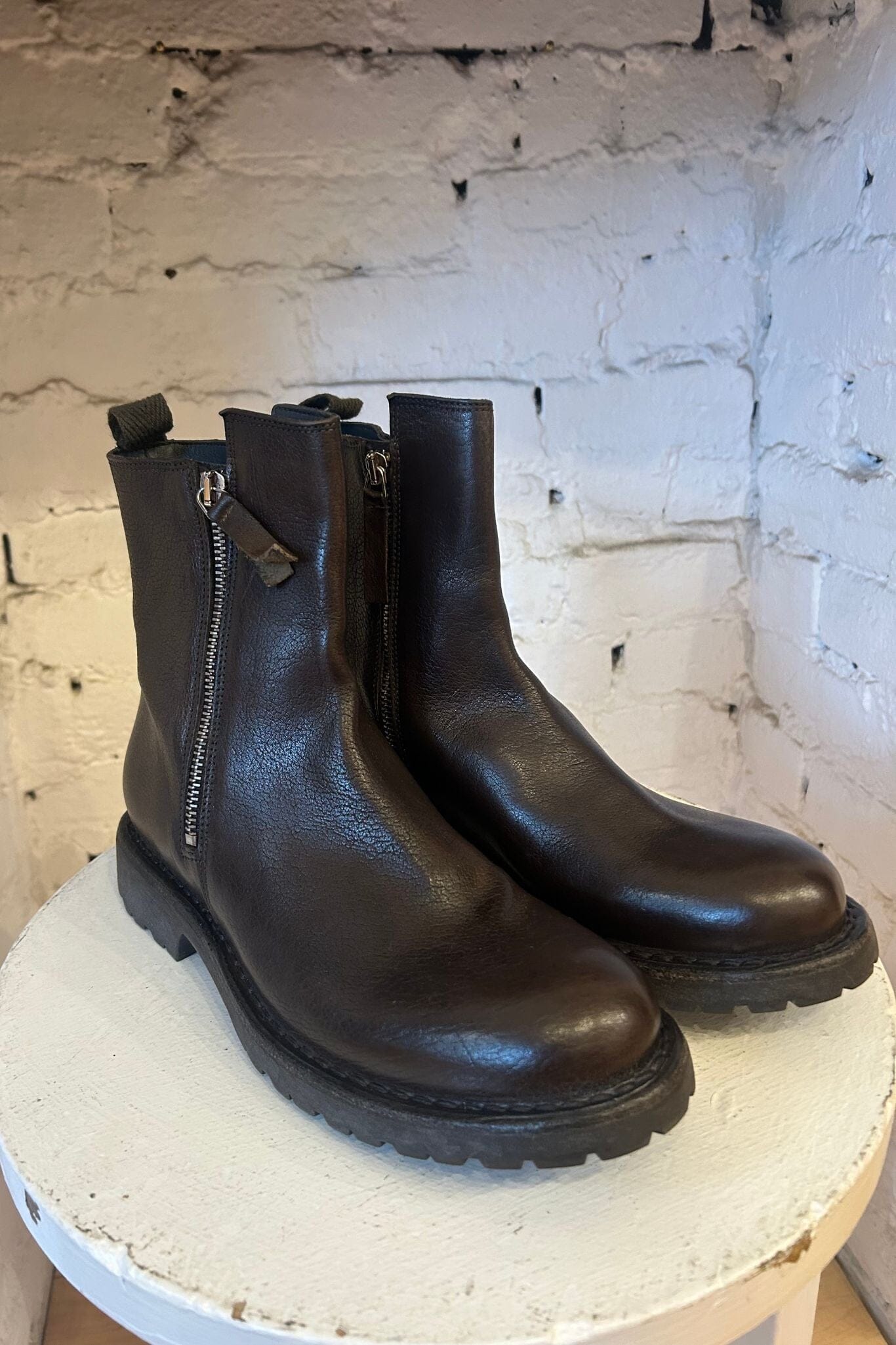 Moma Leather Zip Ankle Boot - Dark Brown – M.PATMOS