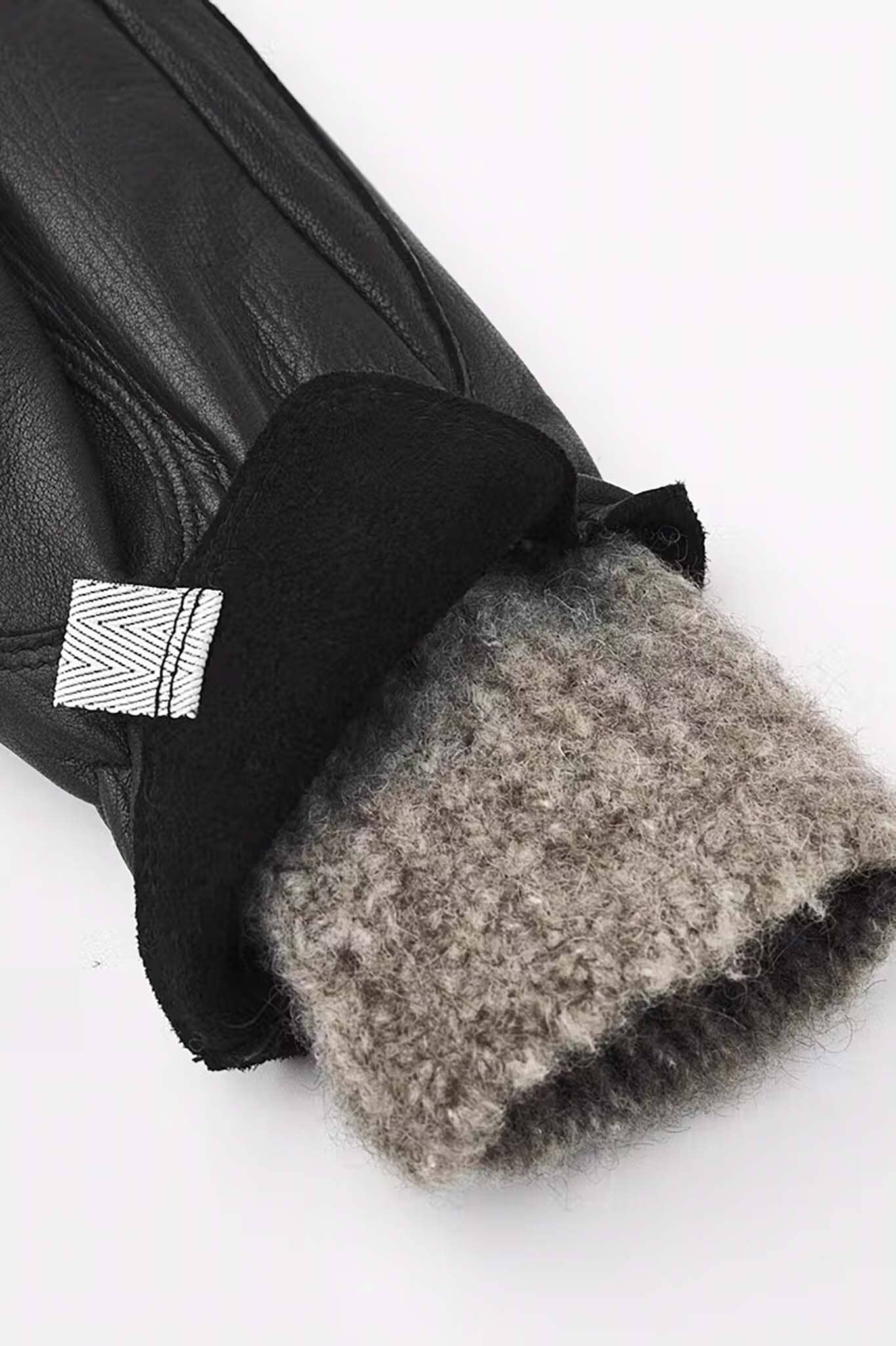 Women's black wool lined mittens