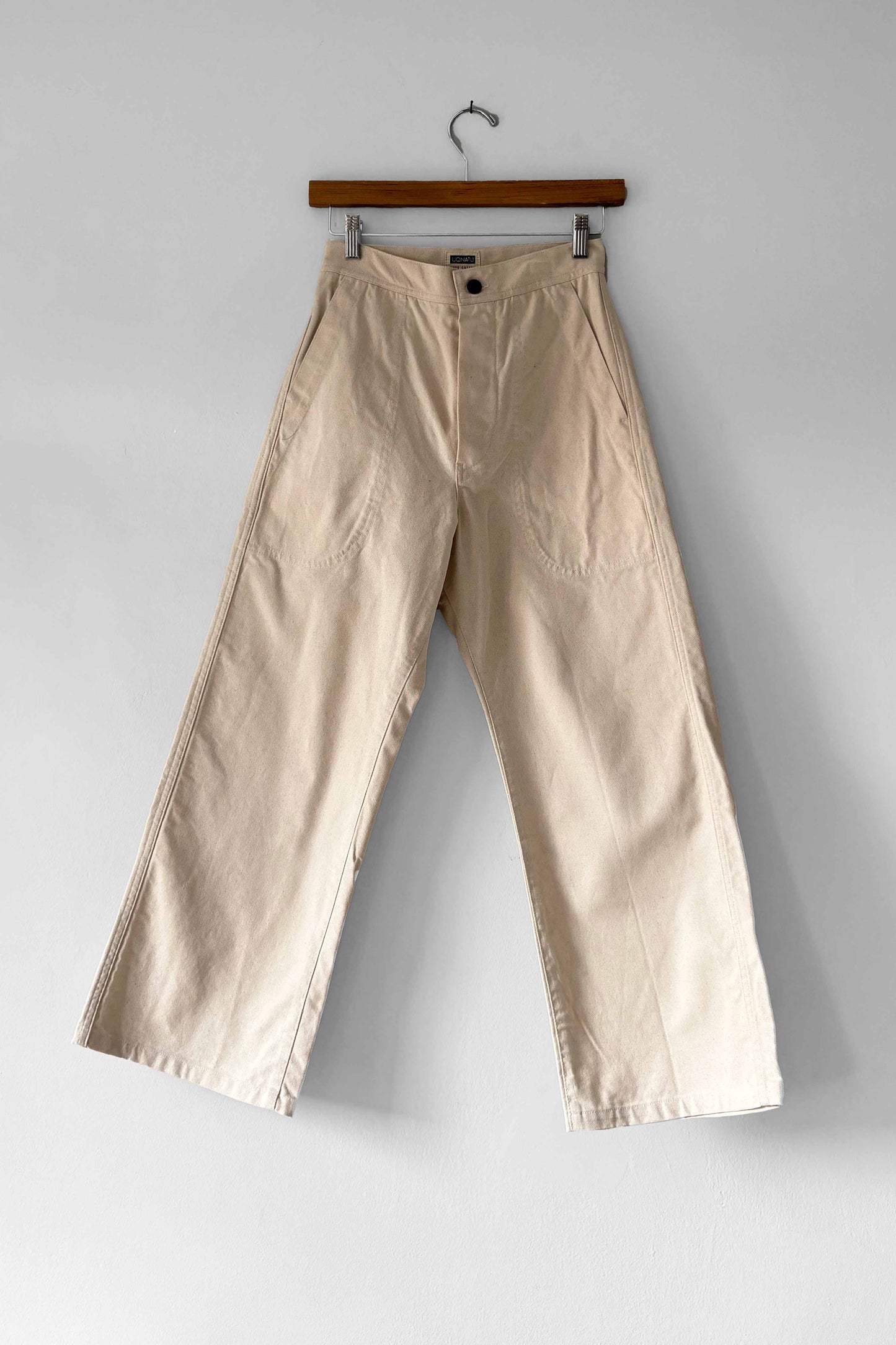 Organic cotton, beige, high waisted sailor pant from Uqnatu.