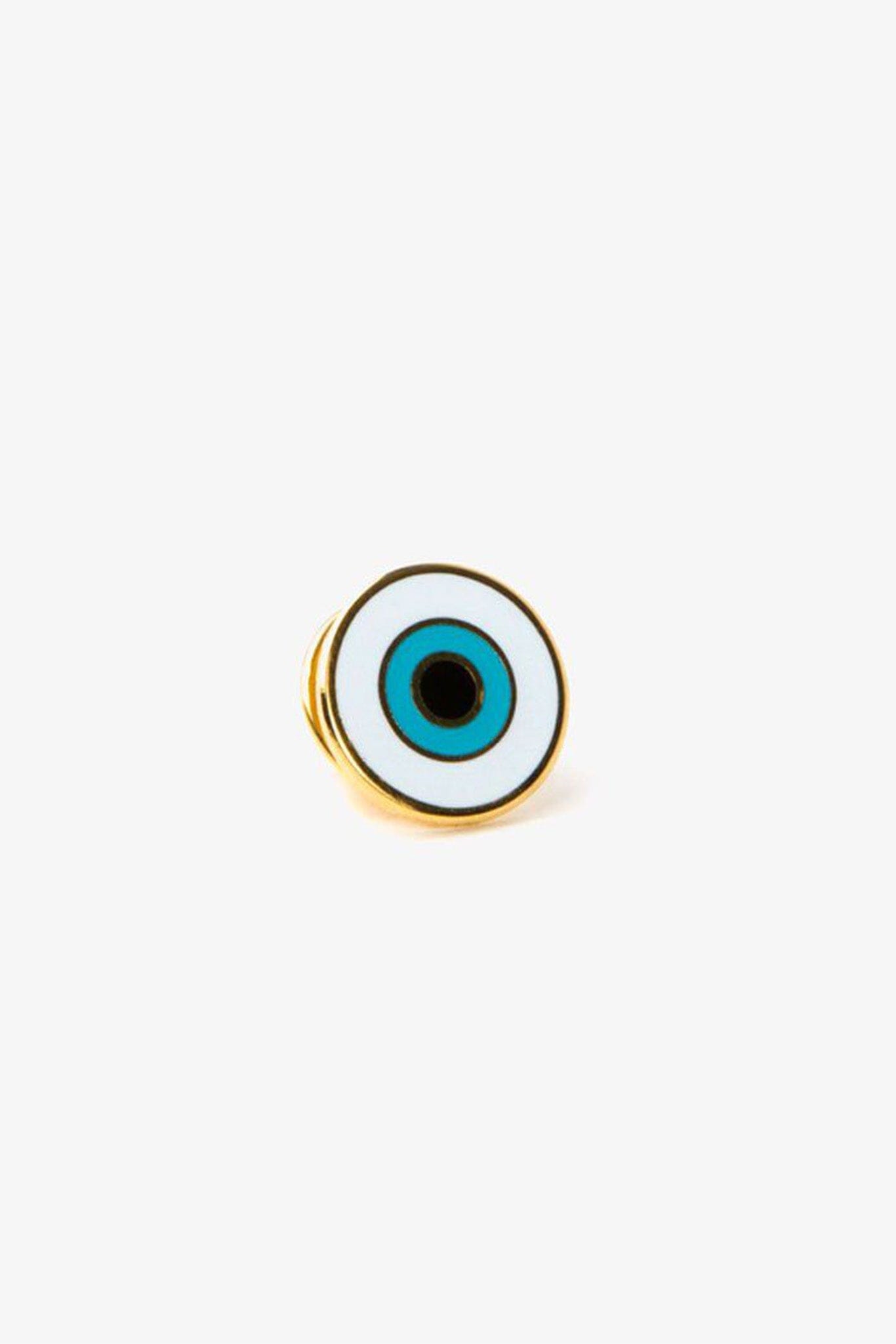 Evil eye ring with gold rim on a white background