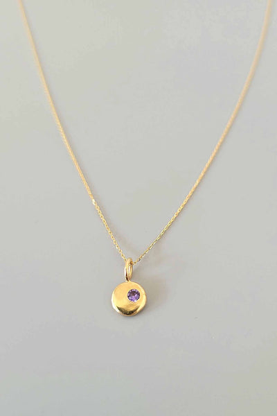 Cobamae Gold Charm Necklace - Amethyst