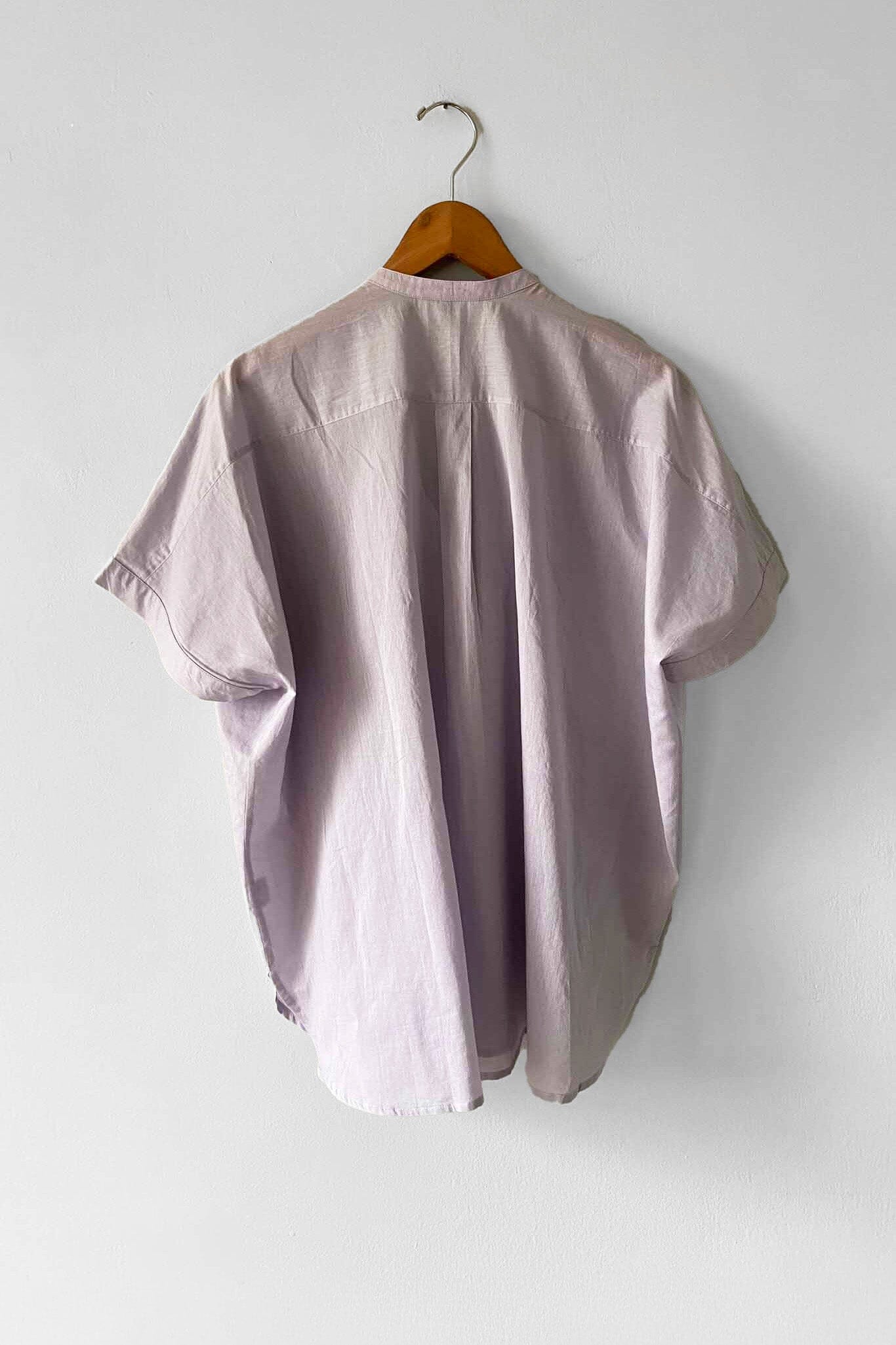 Light purple short sleeve cotton blouse