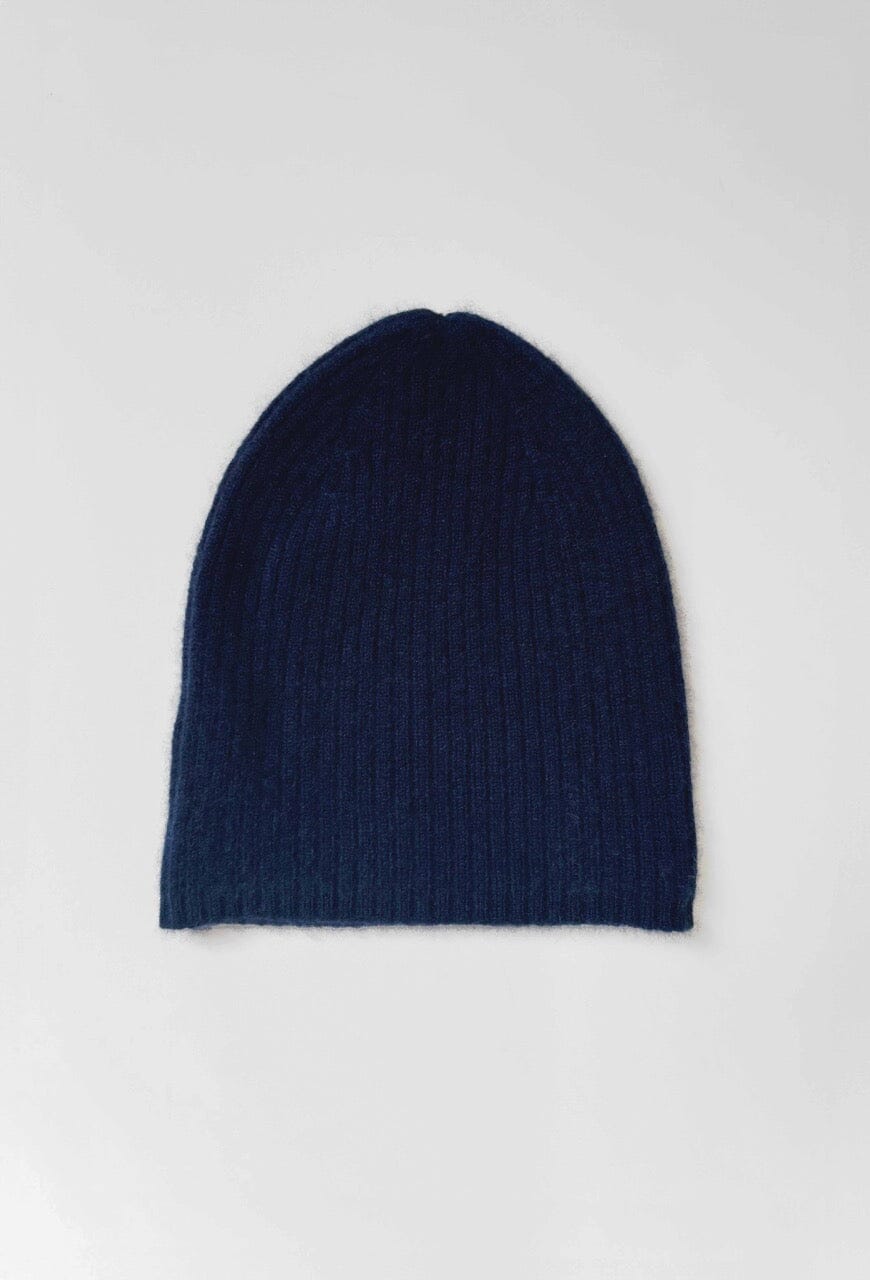 Wool knit navy beanie