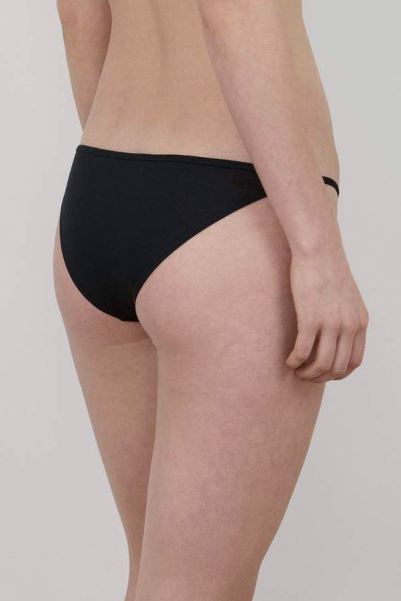 The back of the Oddobody black cotton bikini underwear