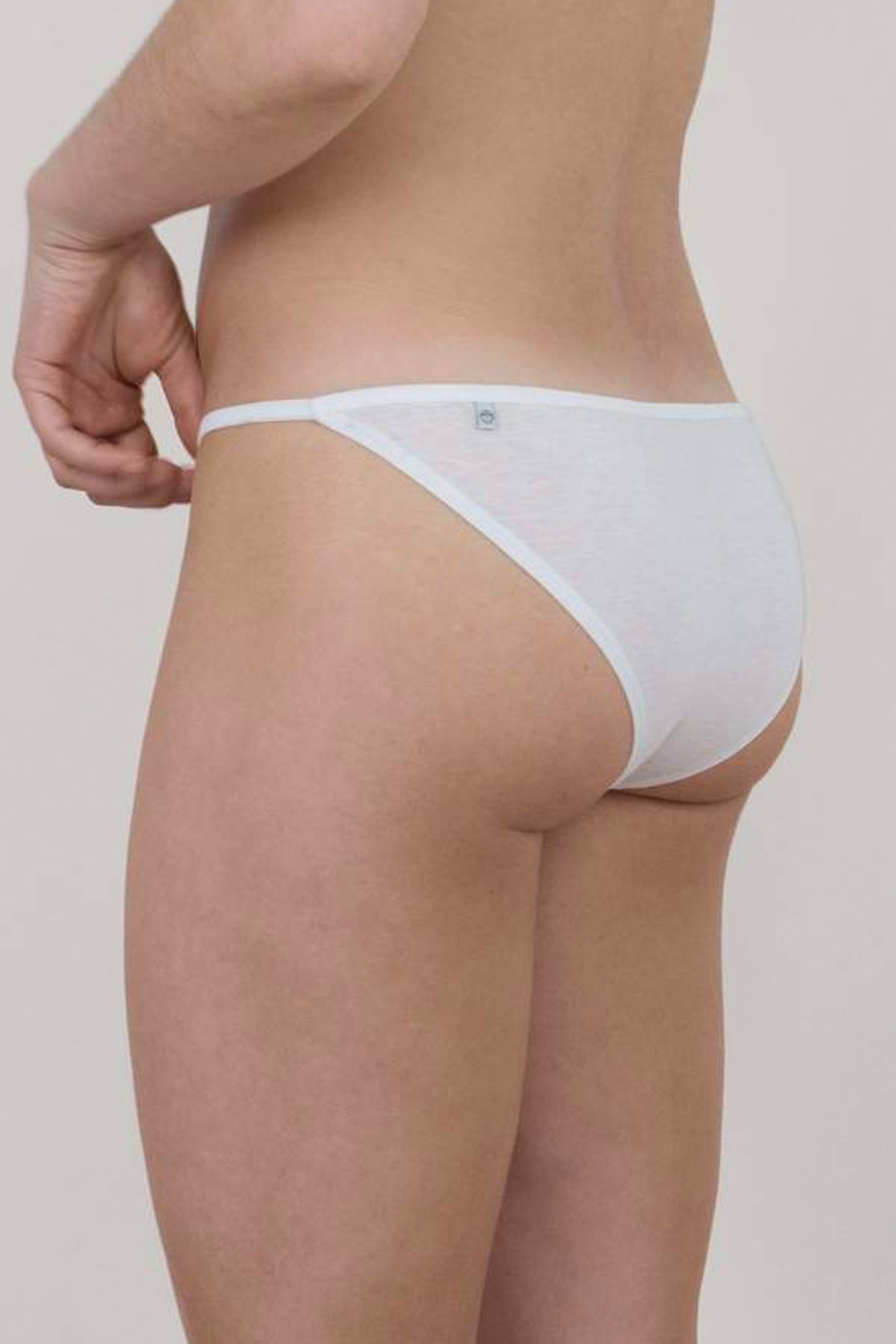 The back of the white Oddobody bikini