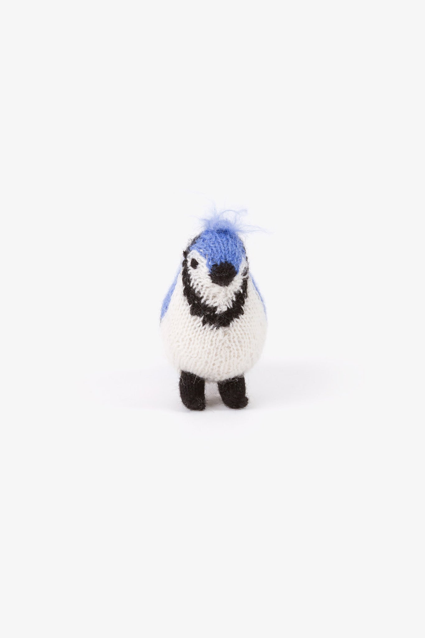 A felted blue jay bird