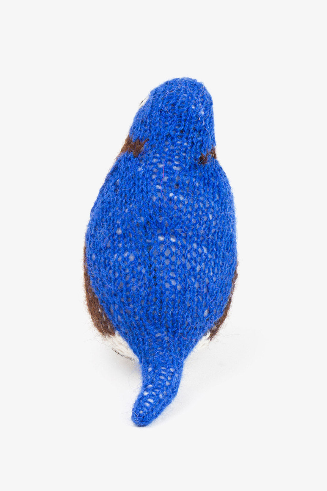 A handmade wool knit blue bird