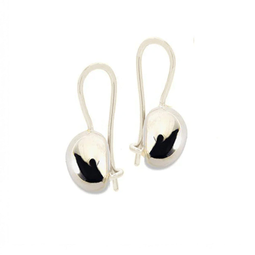 Pair of silver earrings on a white background