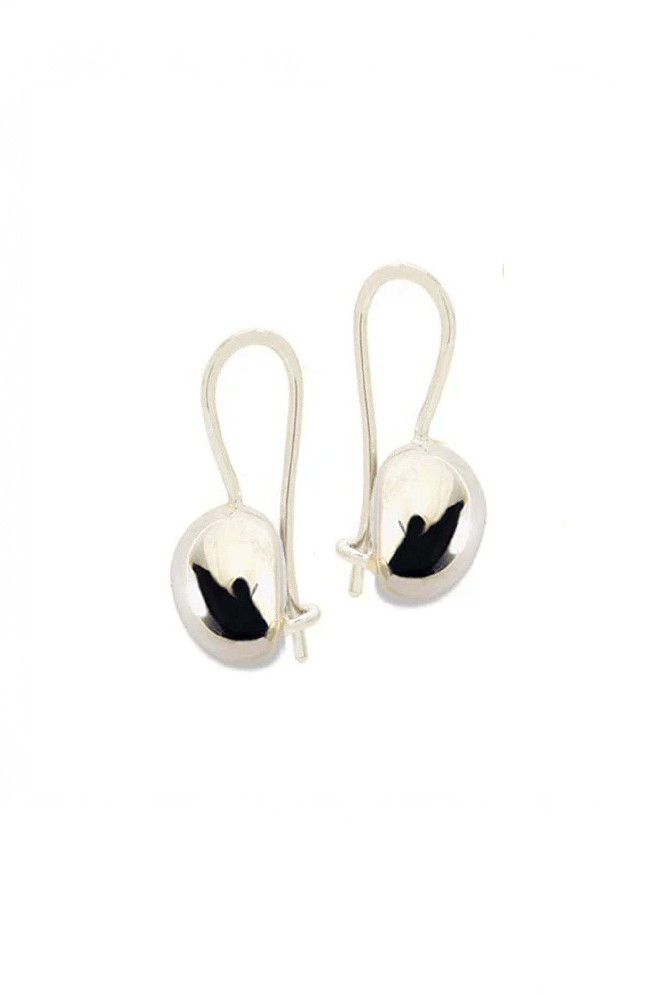 Pair of silver earrings on a white background