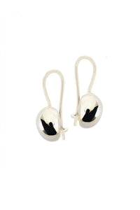 Pair of silver earrings on a white background