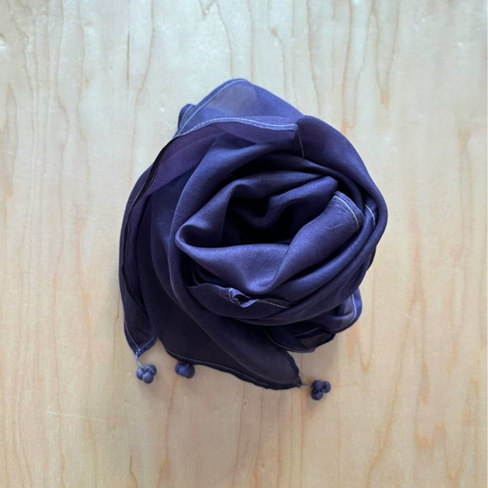 Purple silk scarf with tassel details