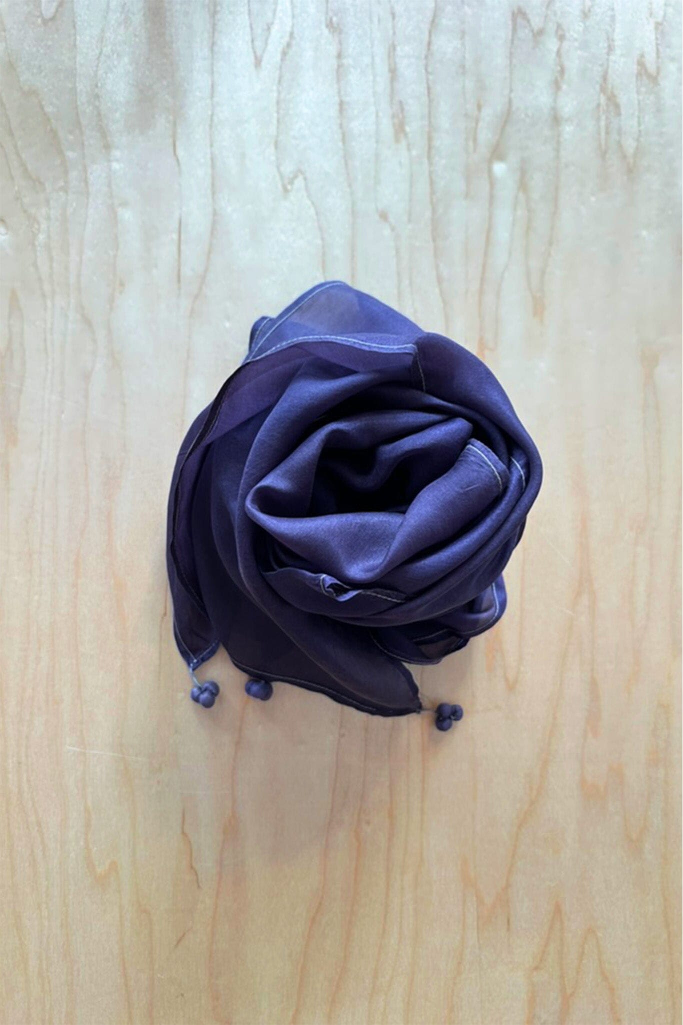 Purple silk scarf with tassel details