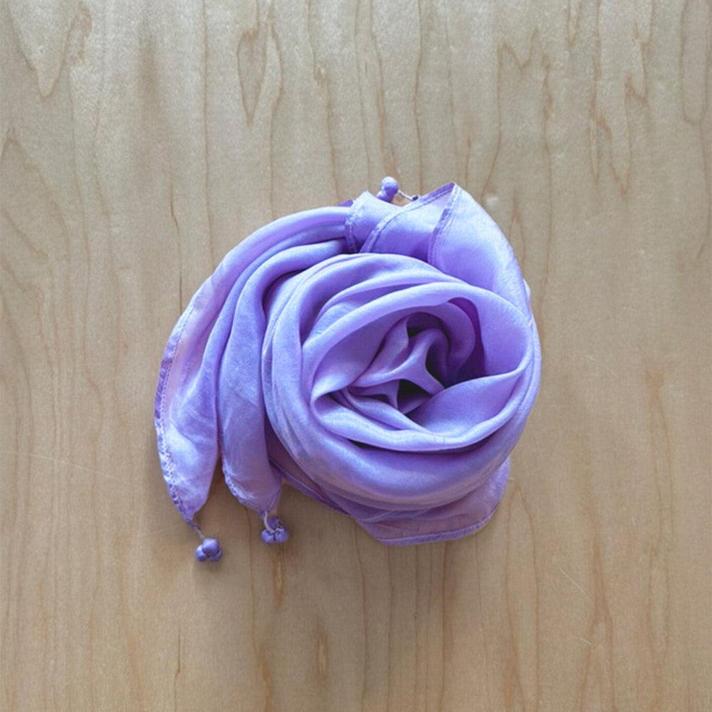 Light purple silk scarf with tassel details