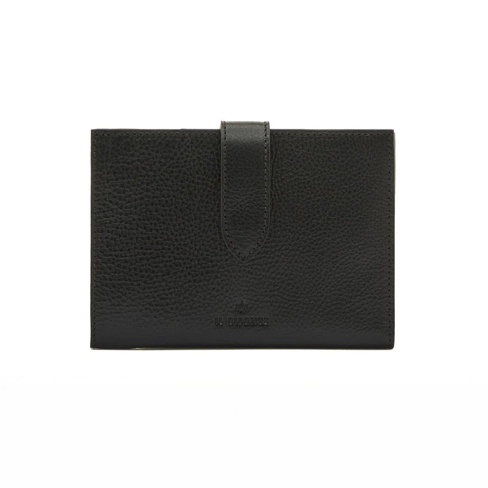 Black leather wallet on a white background