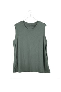 It Is Well LA Cropped Muscle Tee - Olive