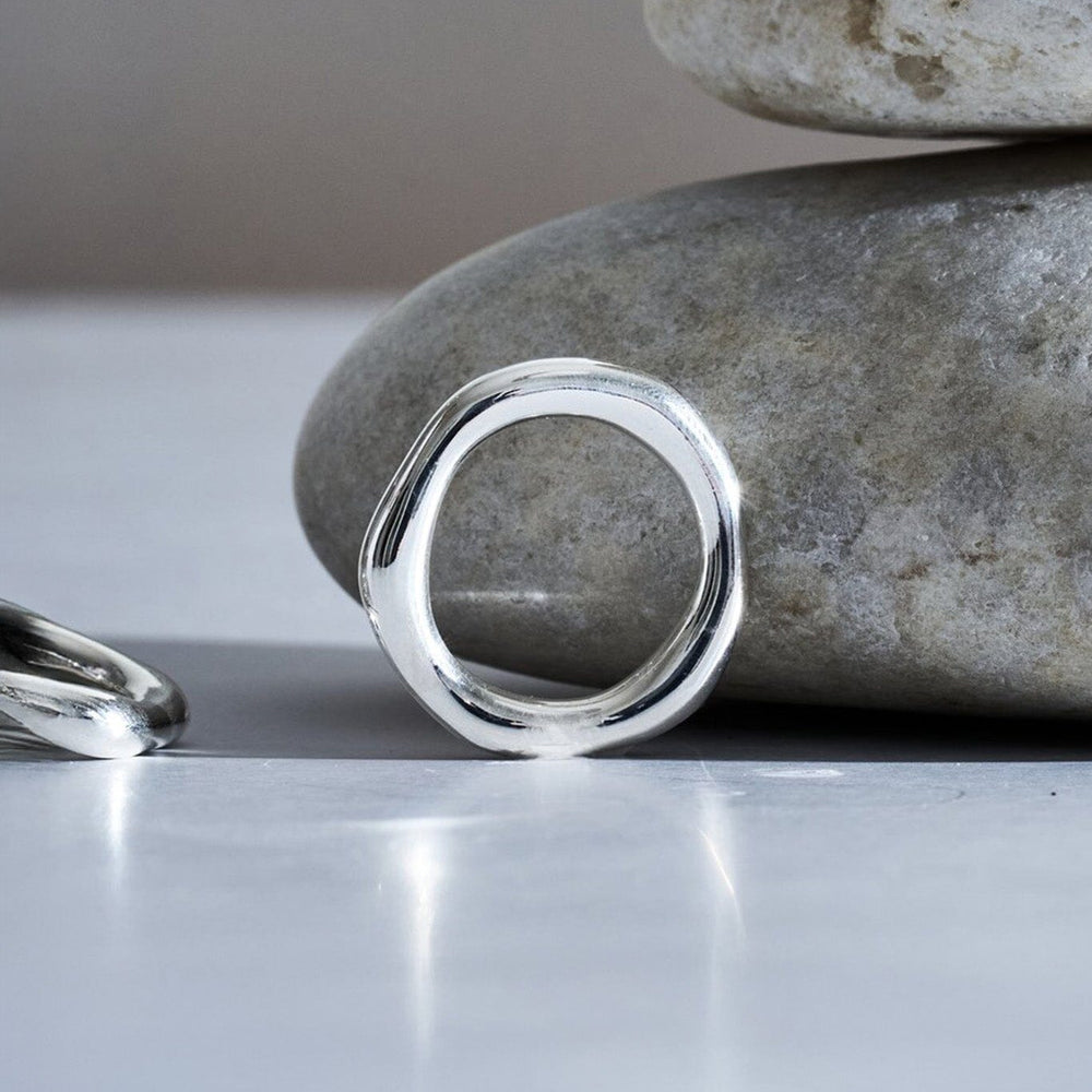 Thin organic sterling silver band