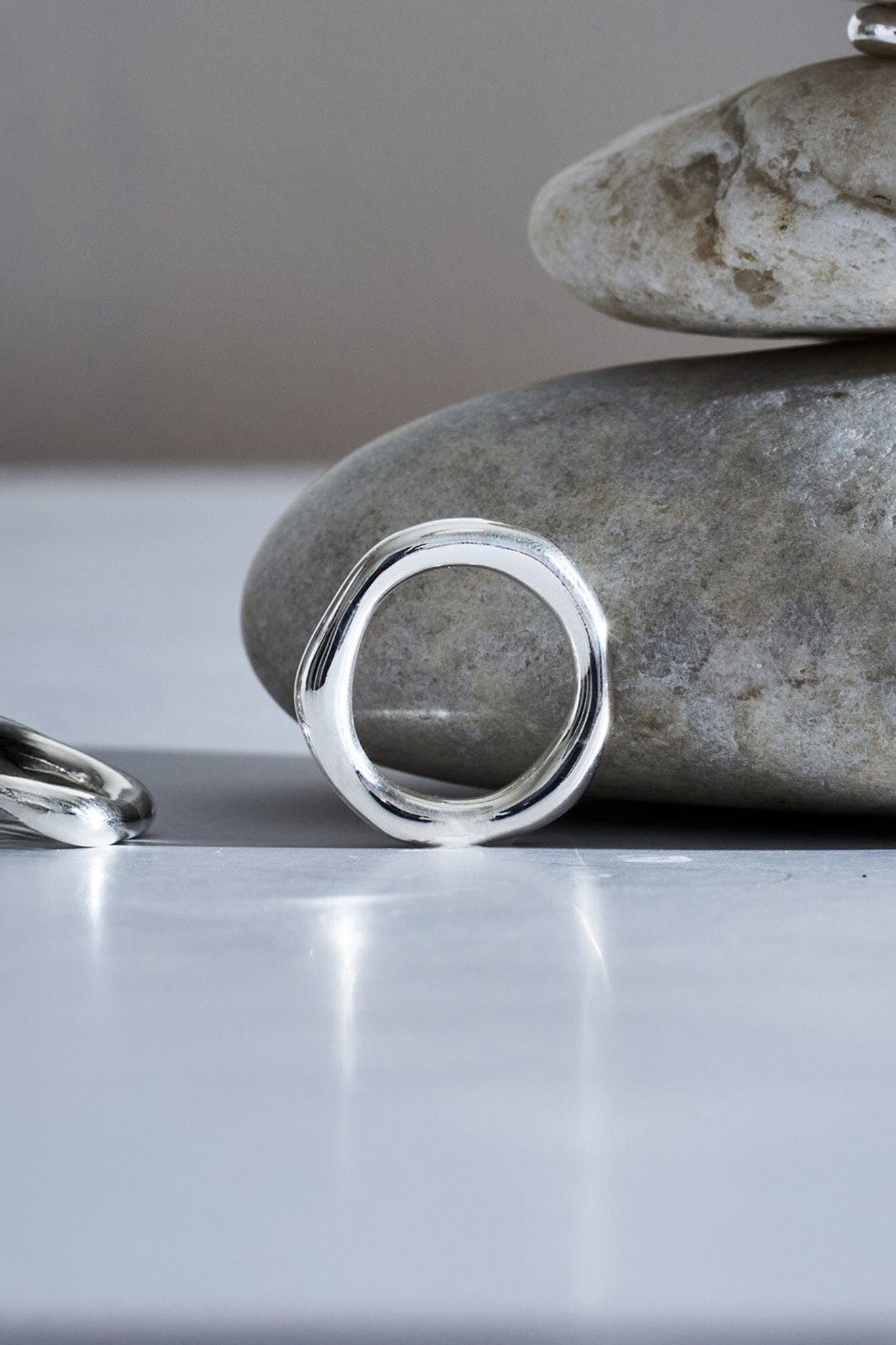 Thin organic sterling silver band