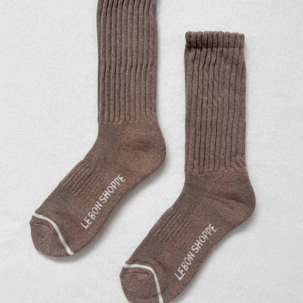 Pair of brown crew socks from Le Bon Shoppe