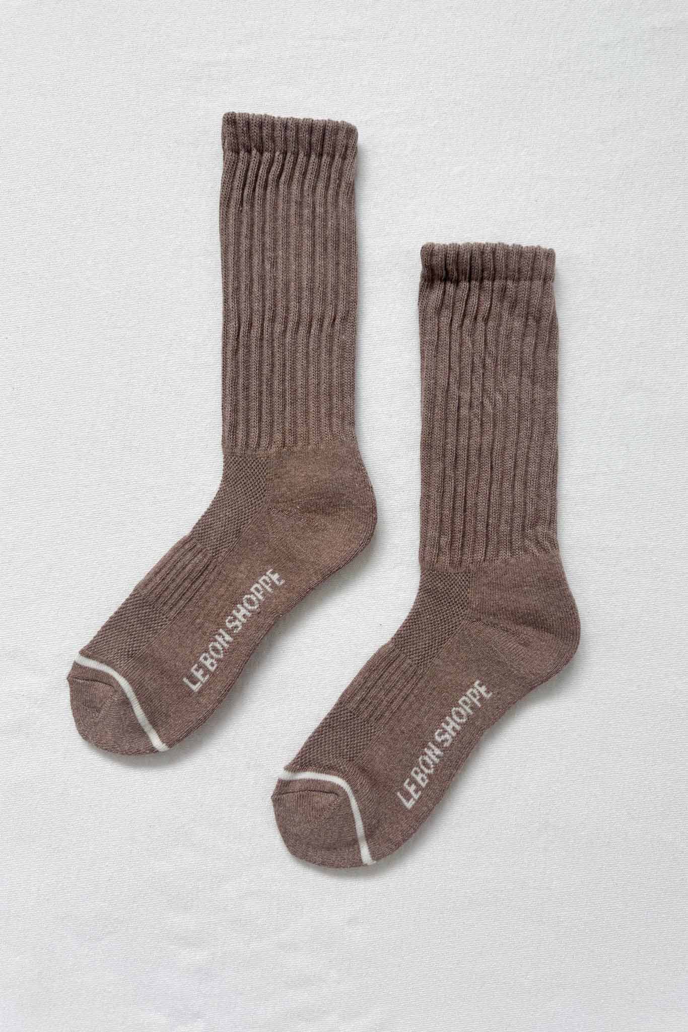 Pair of brown crew socks from Le Bon Shoppe