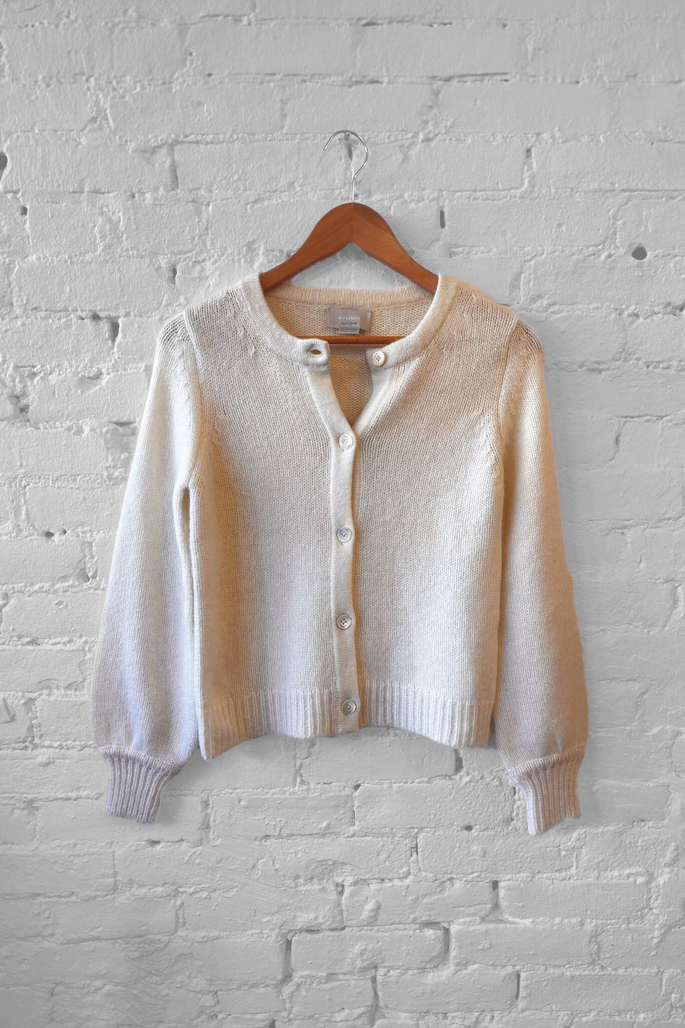 Merino wool and cashmere winter cardigan. Designed by M.Patmos in Brooklyn New York.