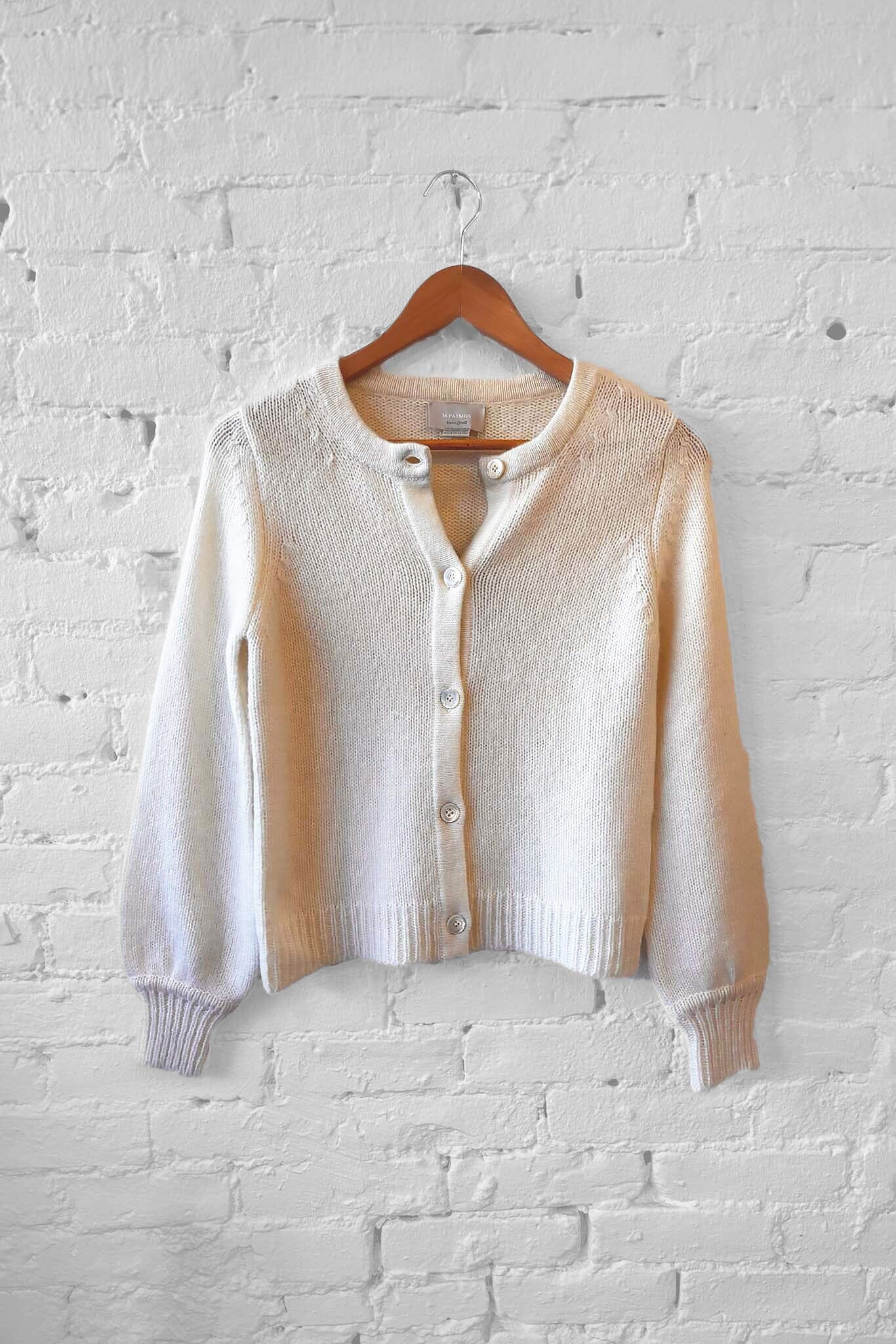 Merino wool and cashmere winter cardigan. Designed by M.Patmos in Brooklyn New York.