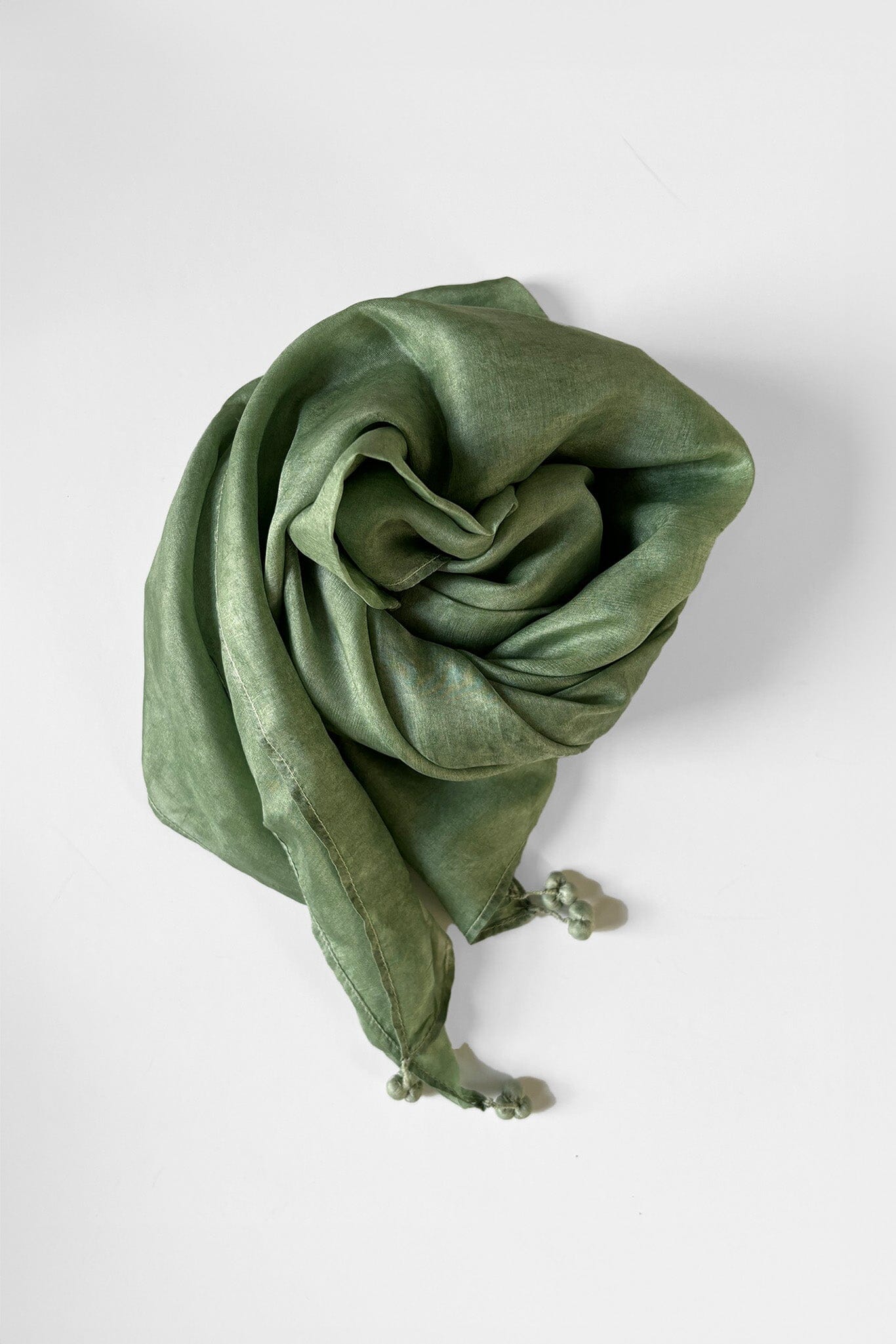 Green silk scarf with natural dye