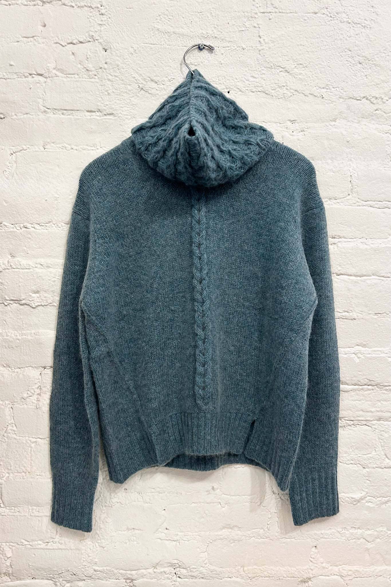 The M.Patmos knit wool Mies sweater in mineral paired with the knit woven funnelneck scarf in mineral
