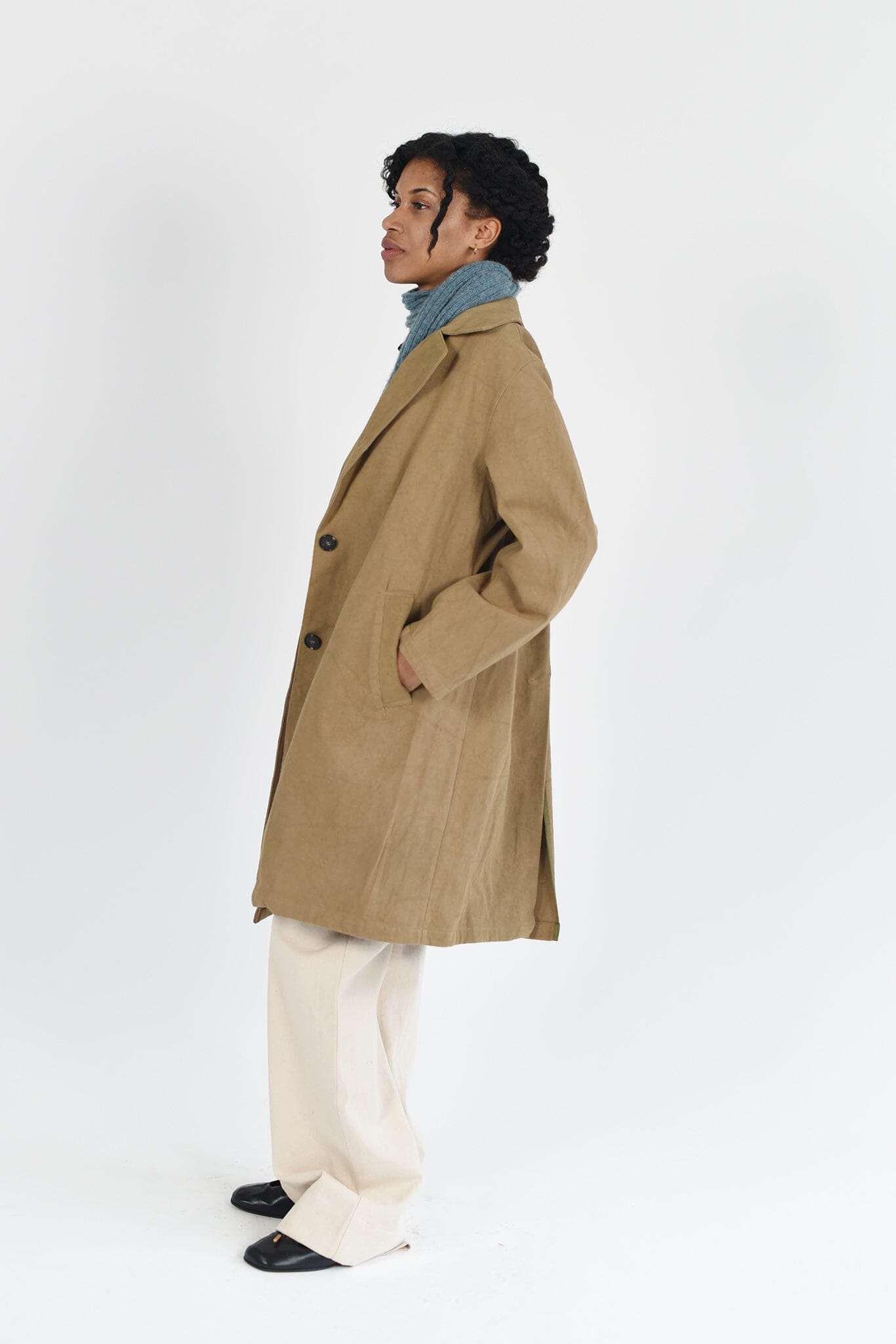 Cotton trench coat designed by M.Patmos located in Brooklyn, New York.