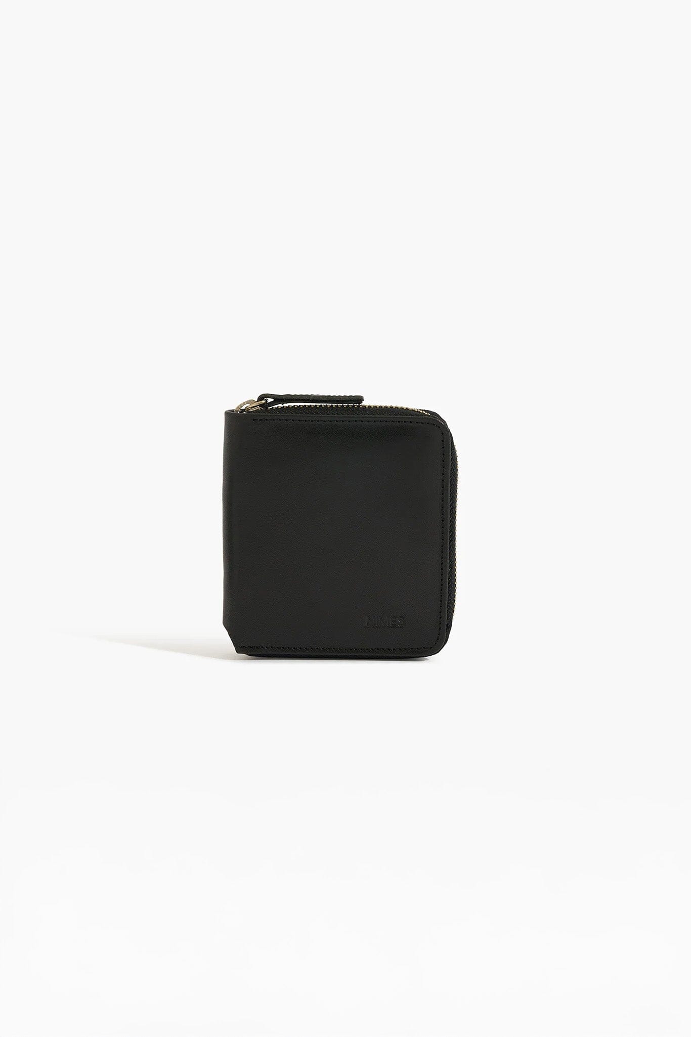 Black leather wallet on a white background