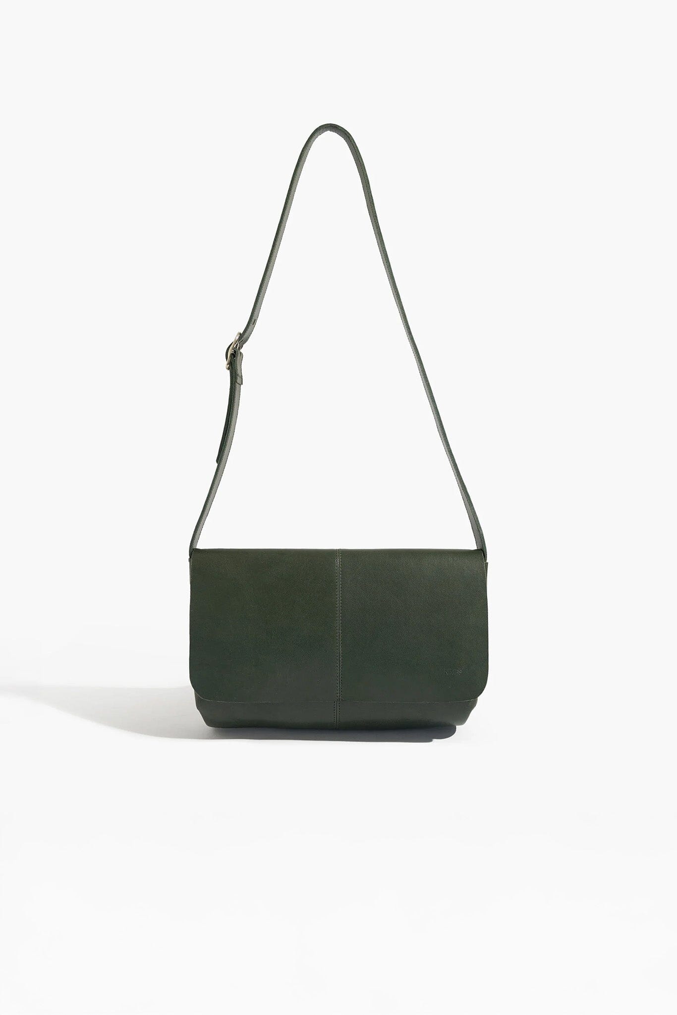 Green shoulder bag on a white background