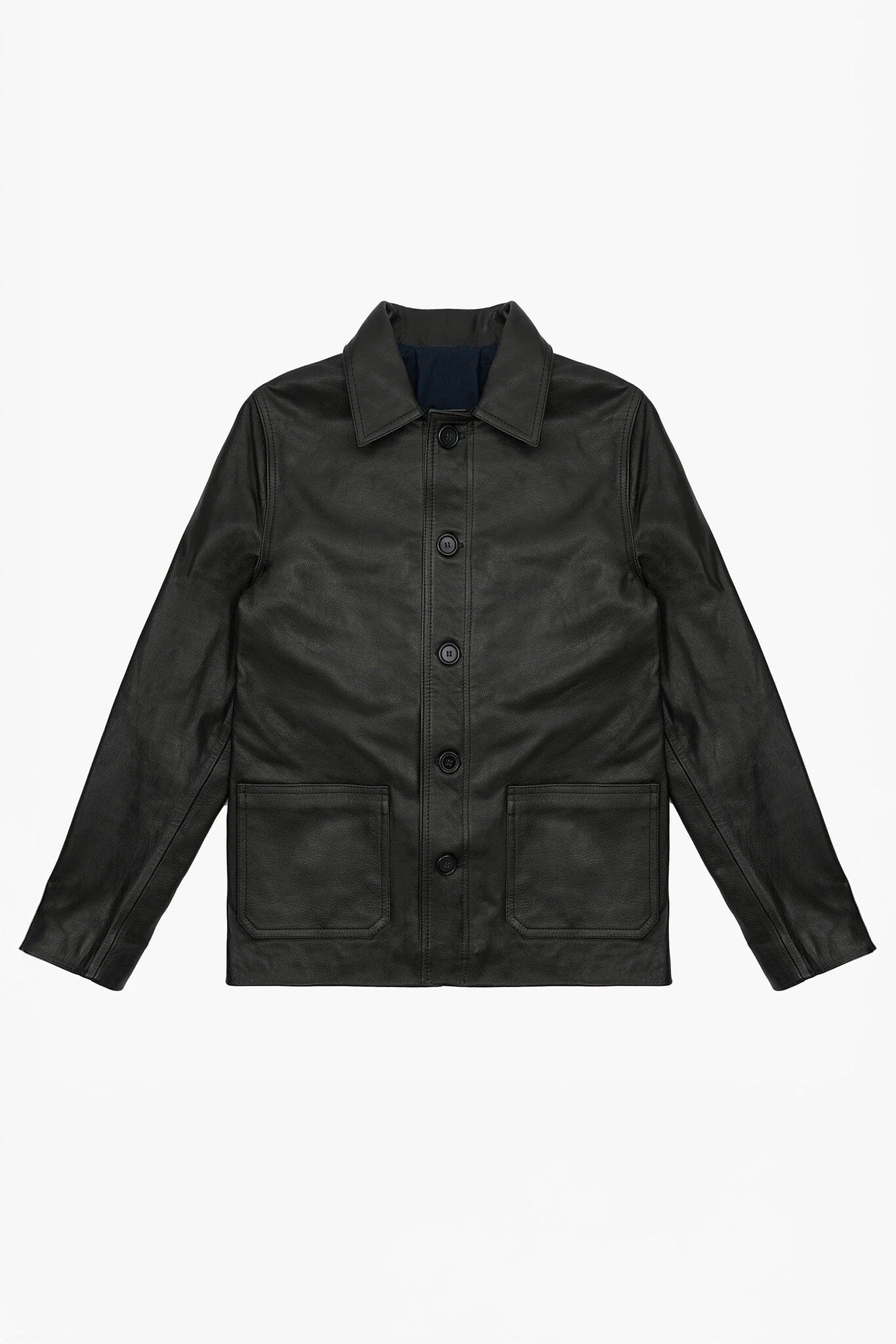 Black leather jacket on a white background