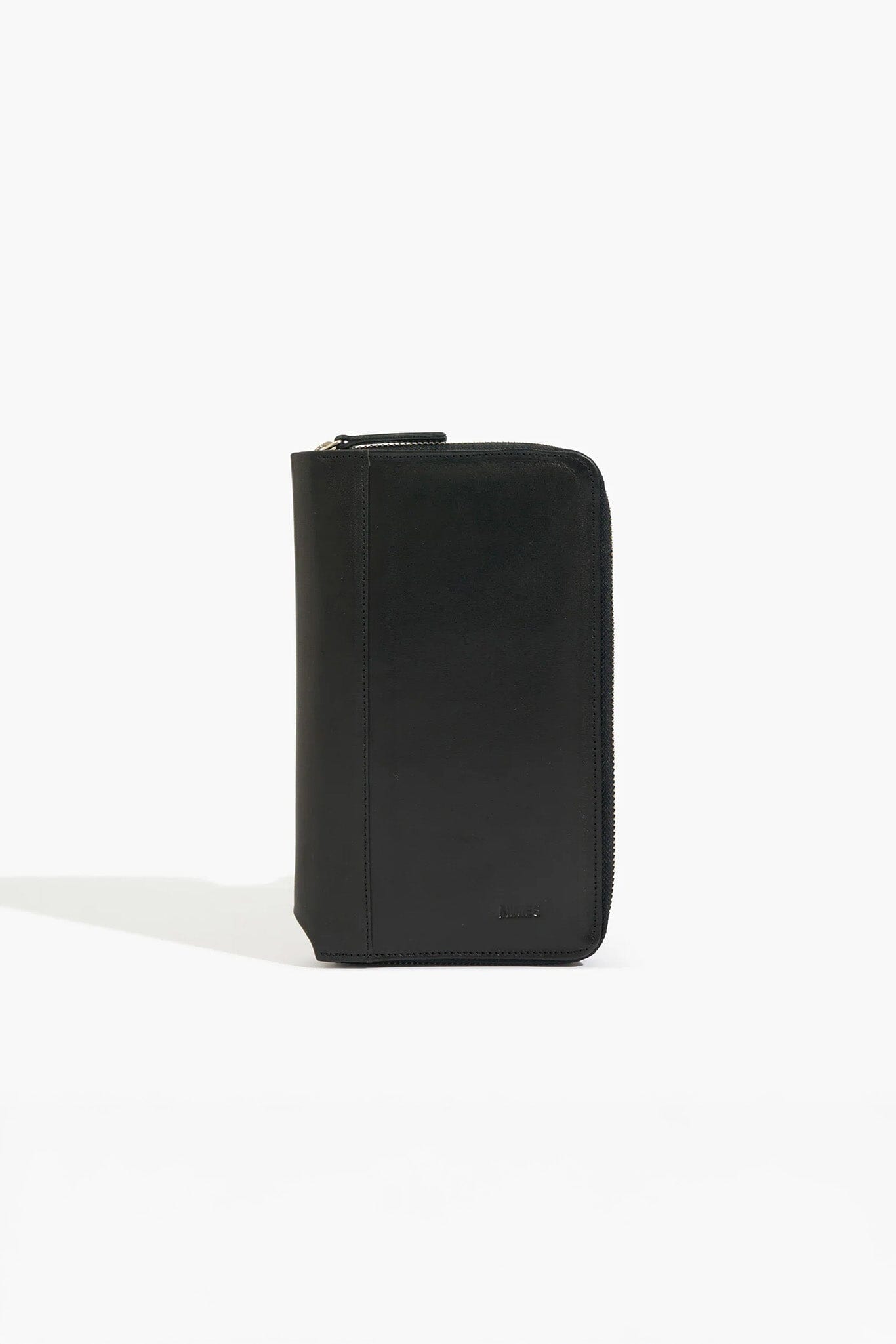 Black leather wallet on a white background