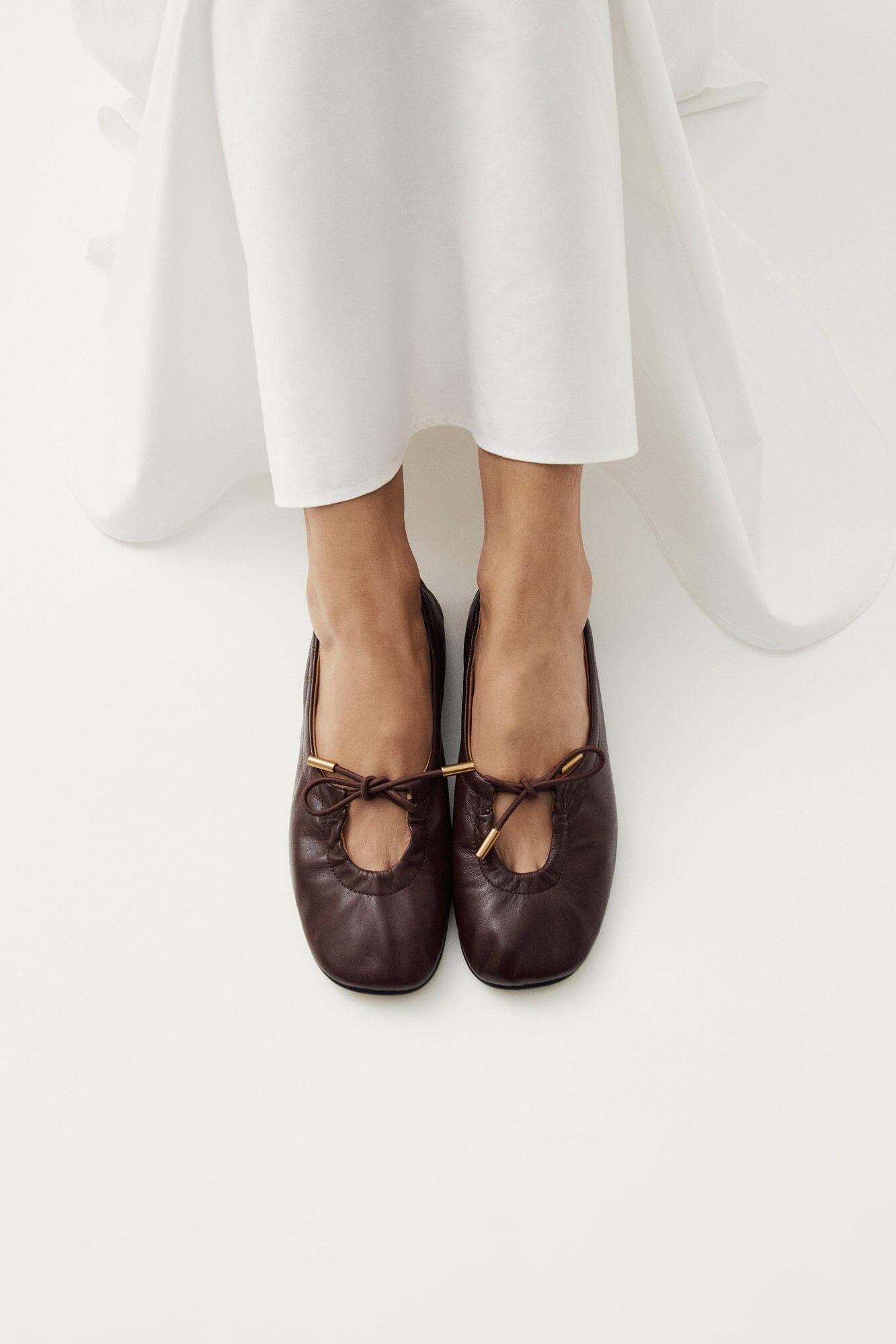 ALOHAS - Rosalind Brown Leather Ballet Flats