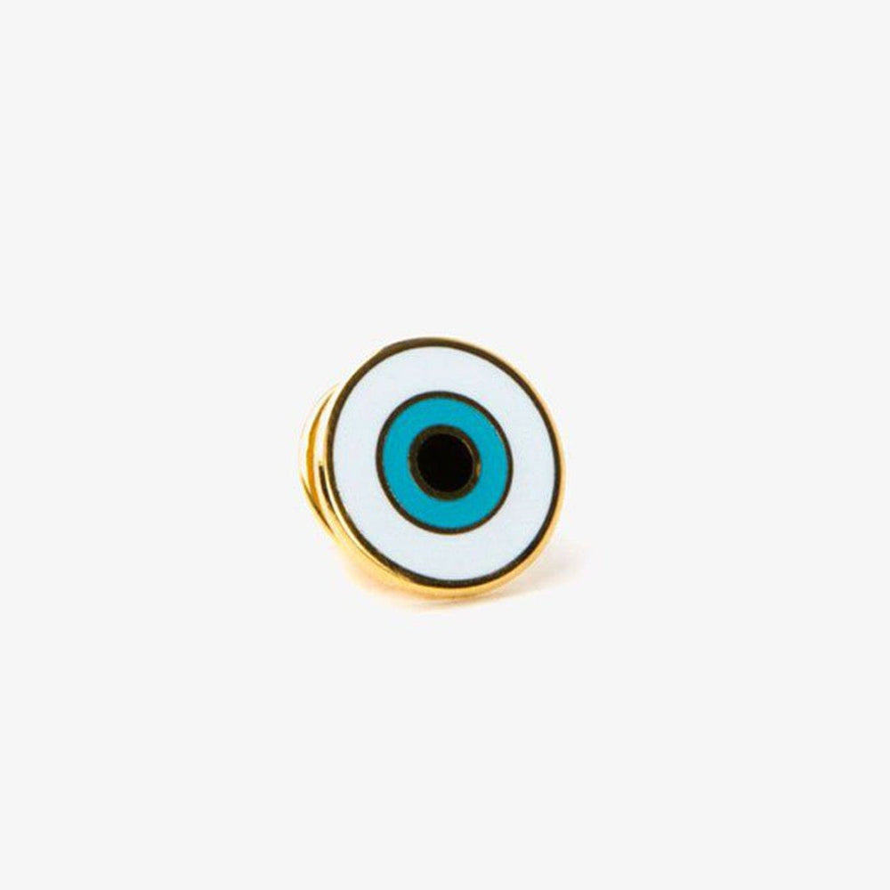 Evil eye ring with gold rim on a white background