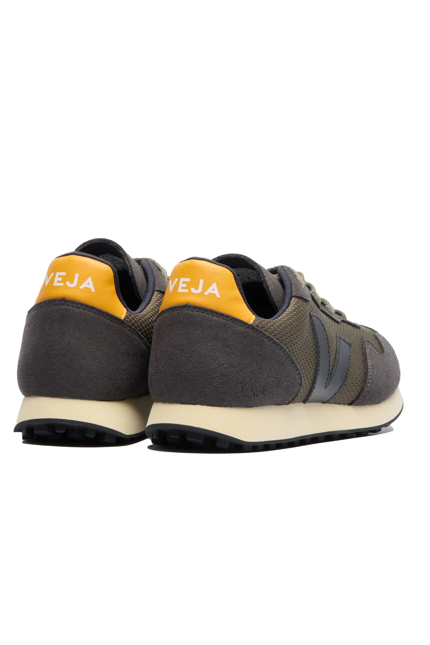 Veja sneakers shown from the back on a white background