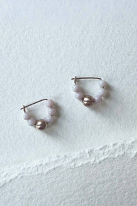 14k pink shell huggie hoops