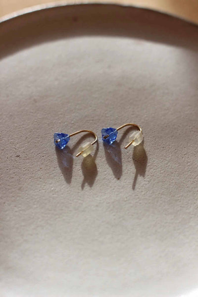 Alexis Laurel Flower Stems Earrings - Blue