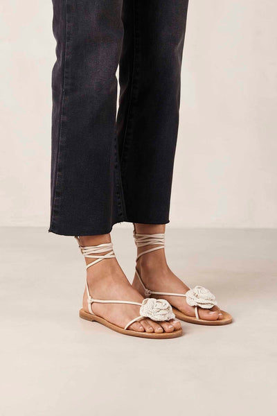 ALOHAS - Jakara Cream Leather Sandals