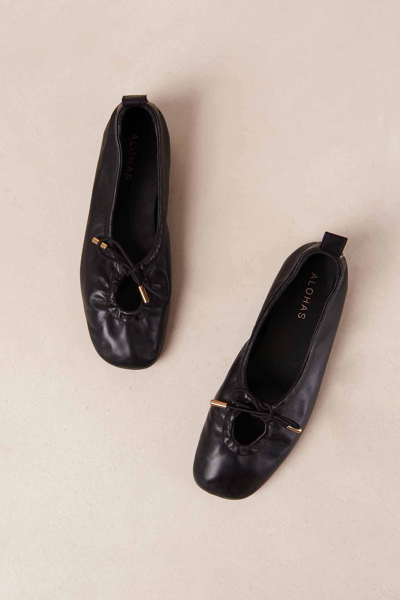 ALOHAS - Rosalind Black Leather Ballet Flats – M.PATMOS