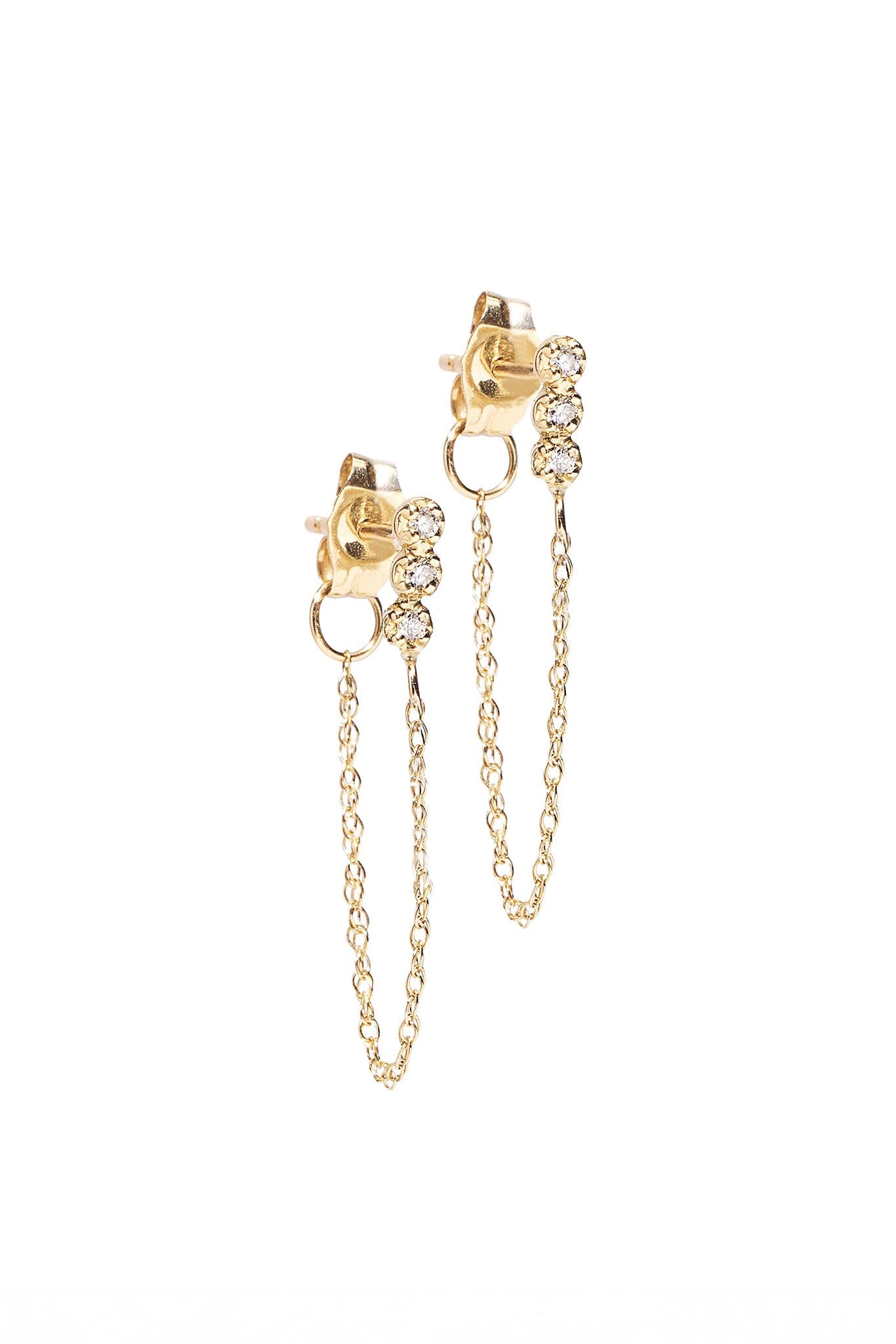 Blanca Monros Gomez - White Diamond Chain Studs