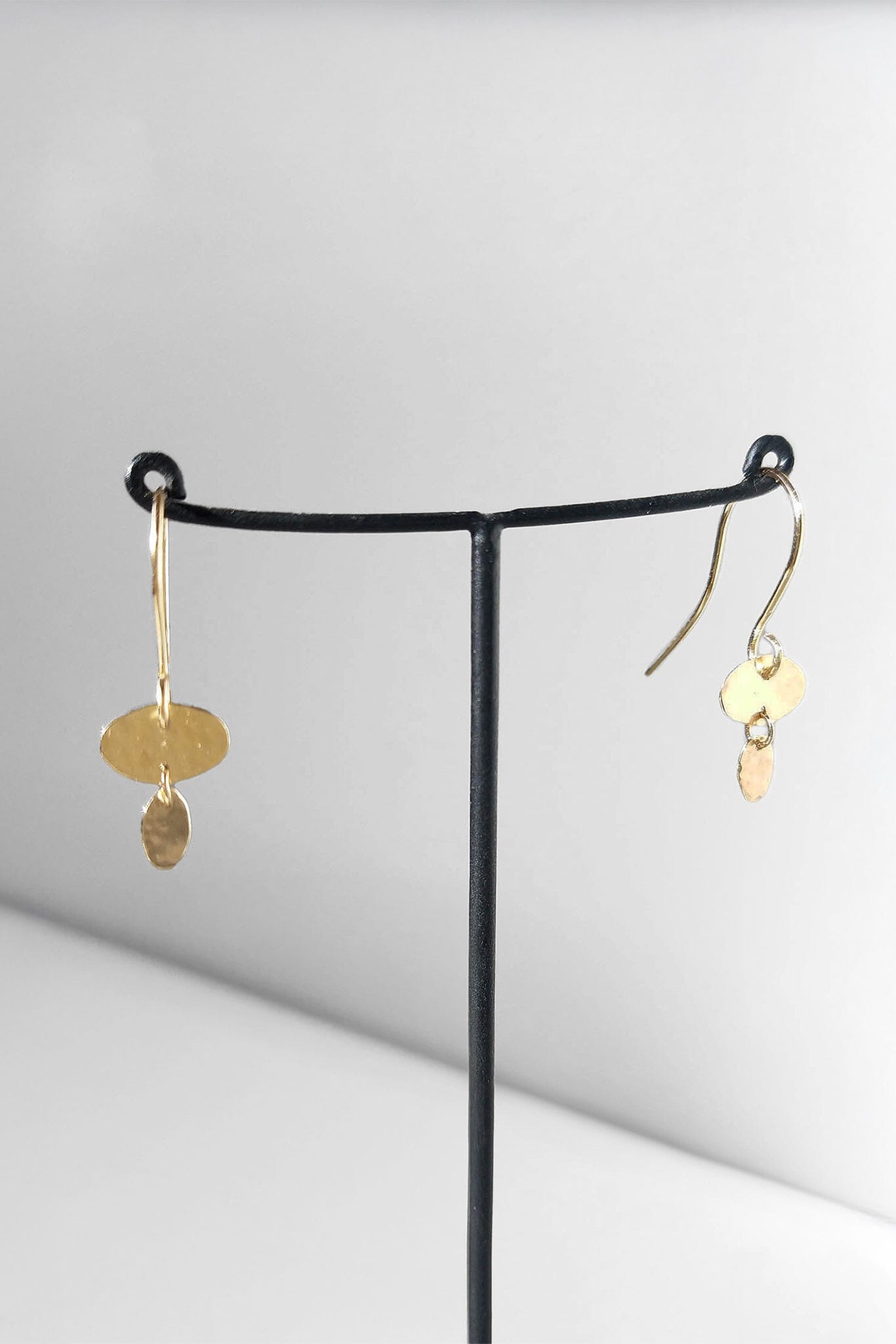 14k yellow gold hammered gommette earrings, perfect for everyday wear. Available at M.Patmos in Brooklyn.