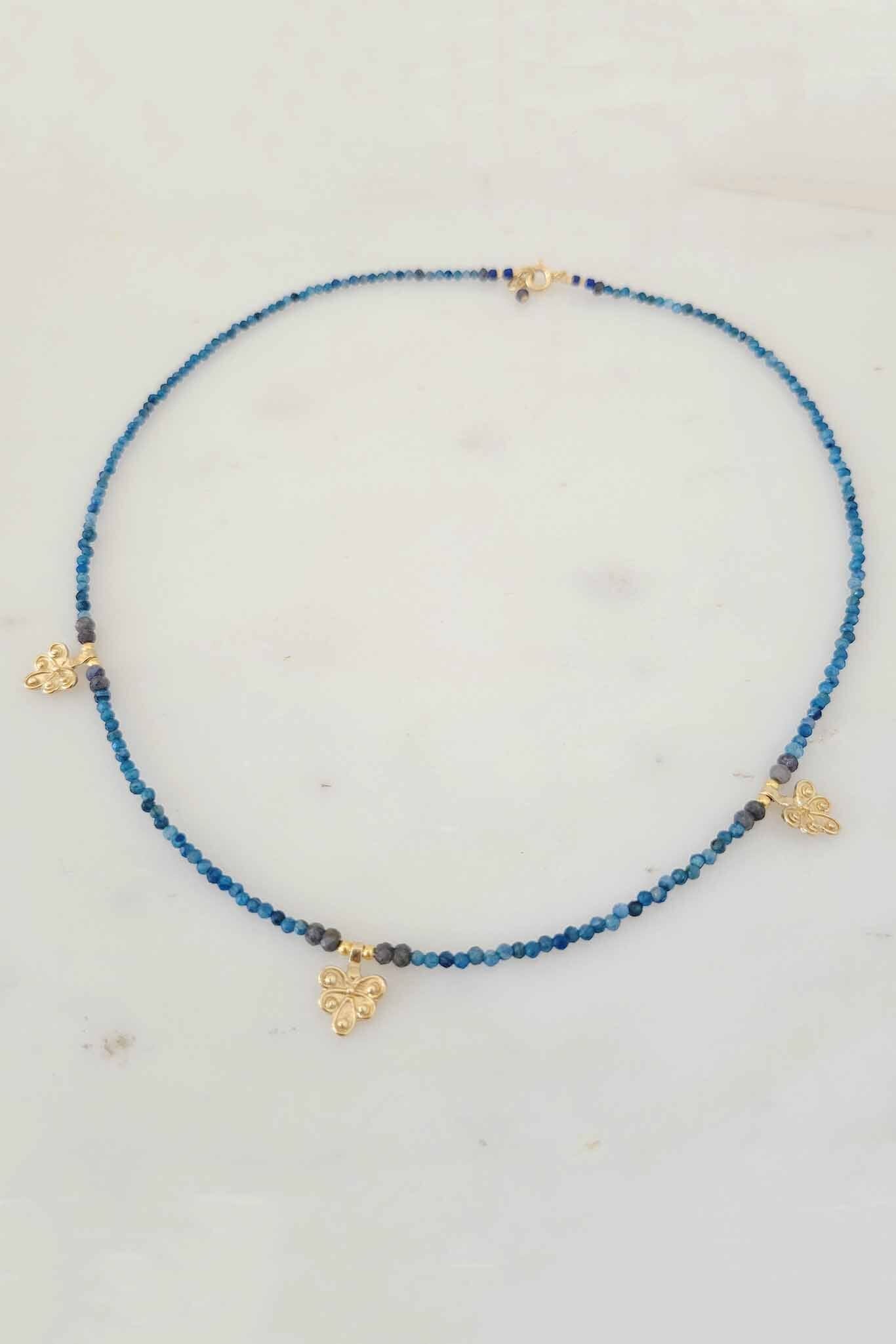 3 Charm Choker - Blue Jean