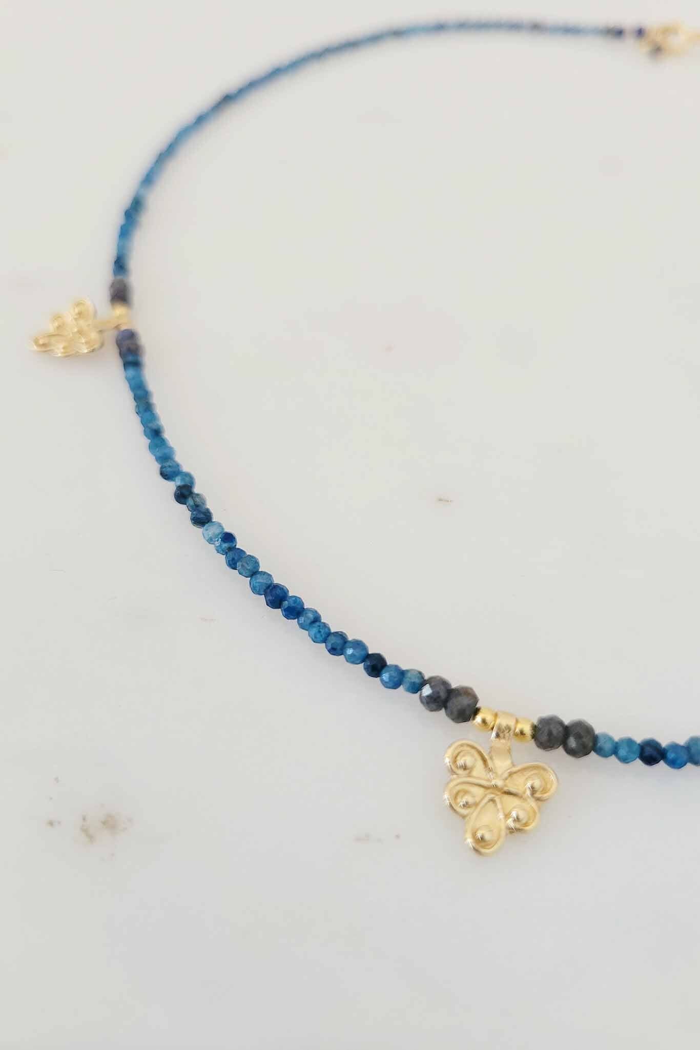 3 Charm Choker - Blue Jean