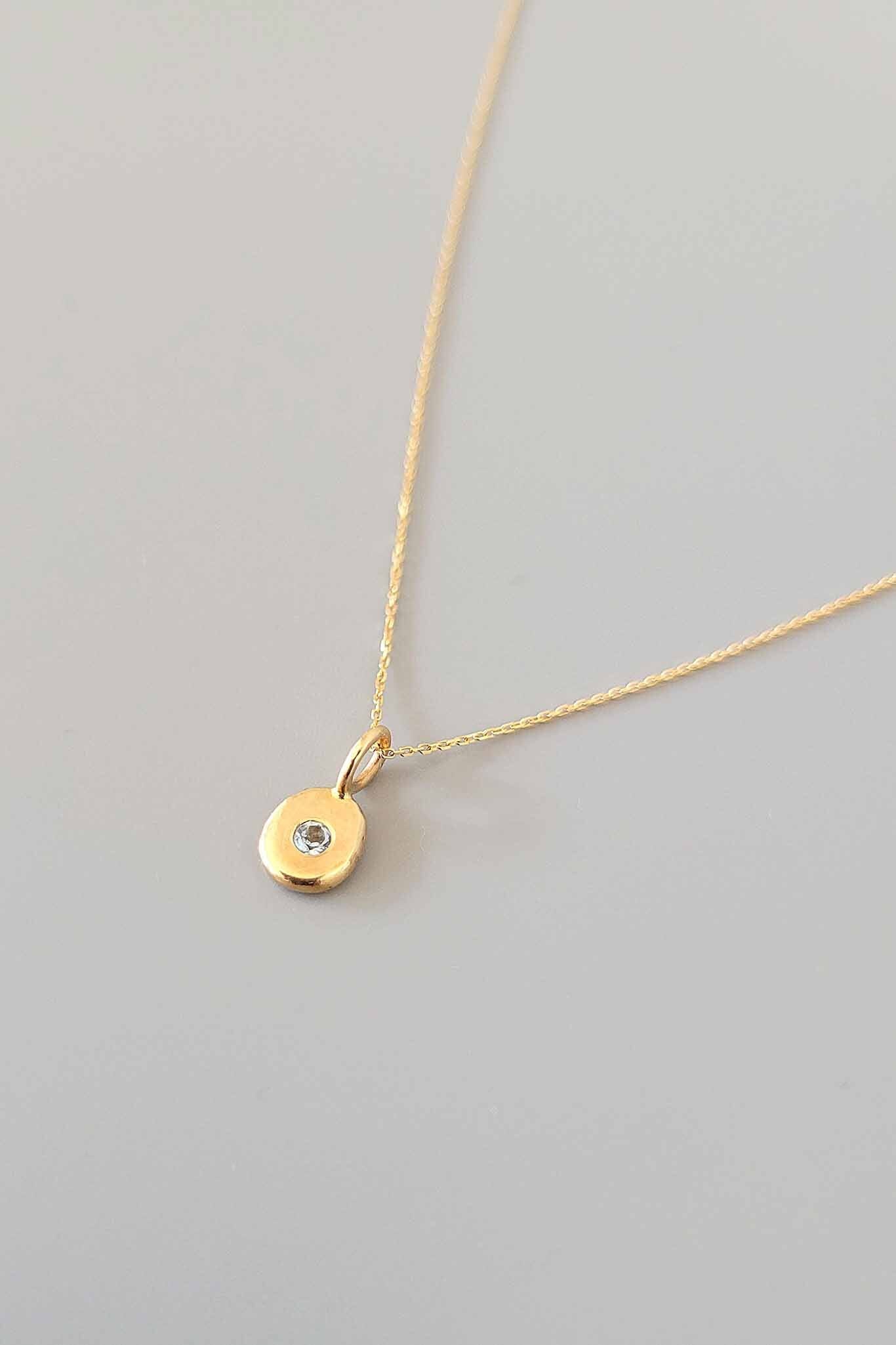 Cobamae Gold Charm Necklace - Aquamarine