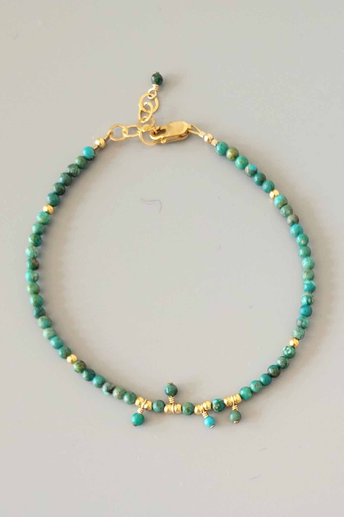 Gold and turquoise beaded bracelet