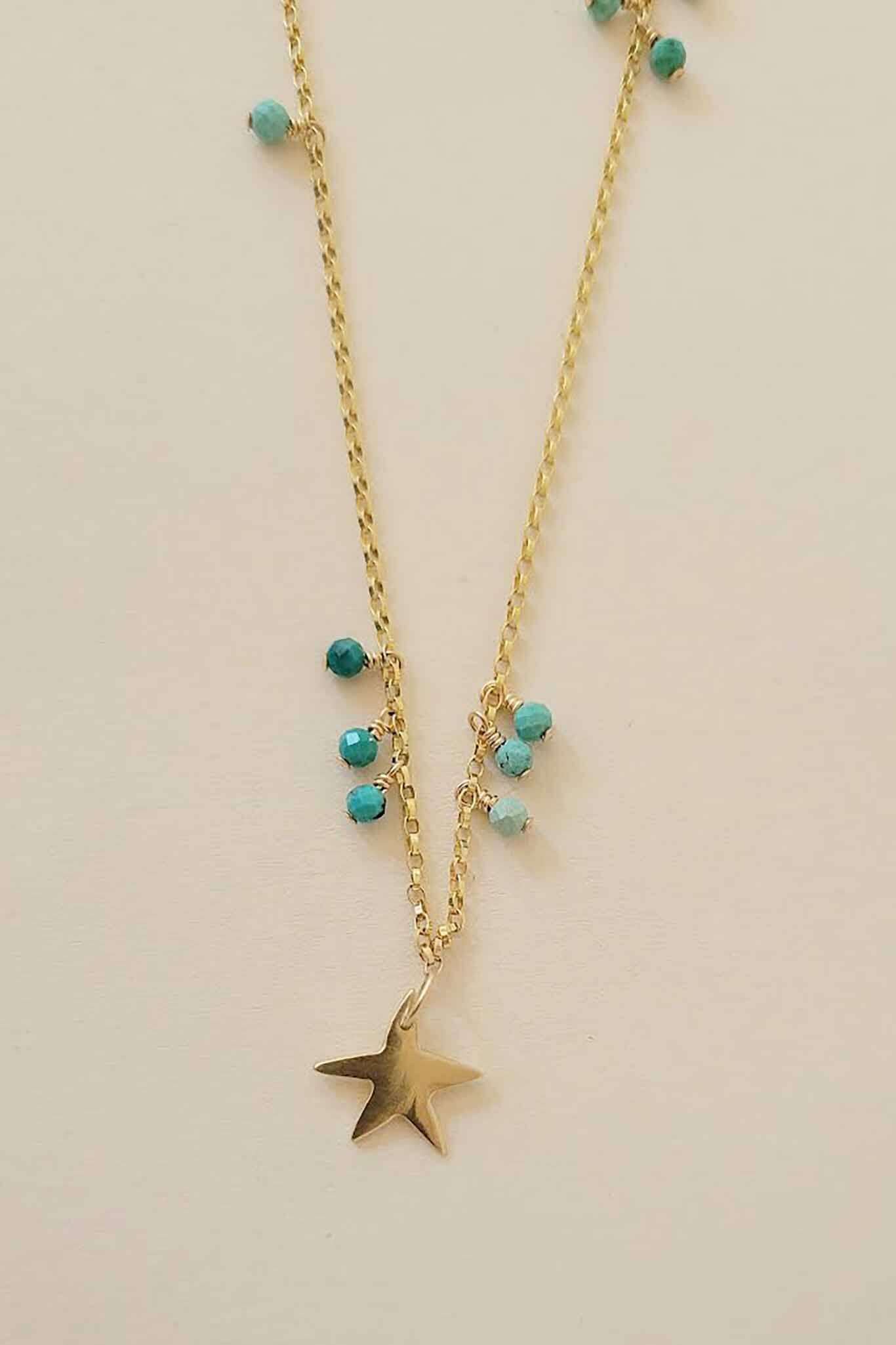 Cobamae Star Charm Necklace - Turquoise