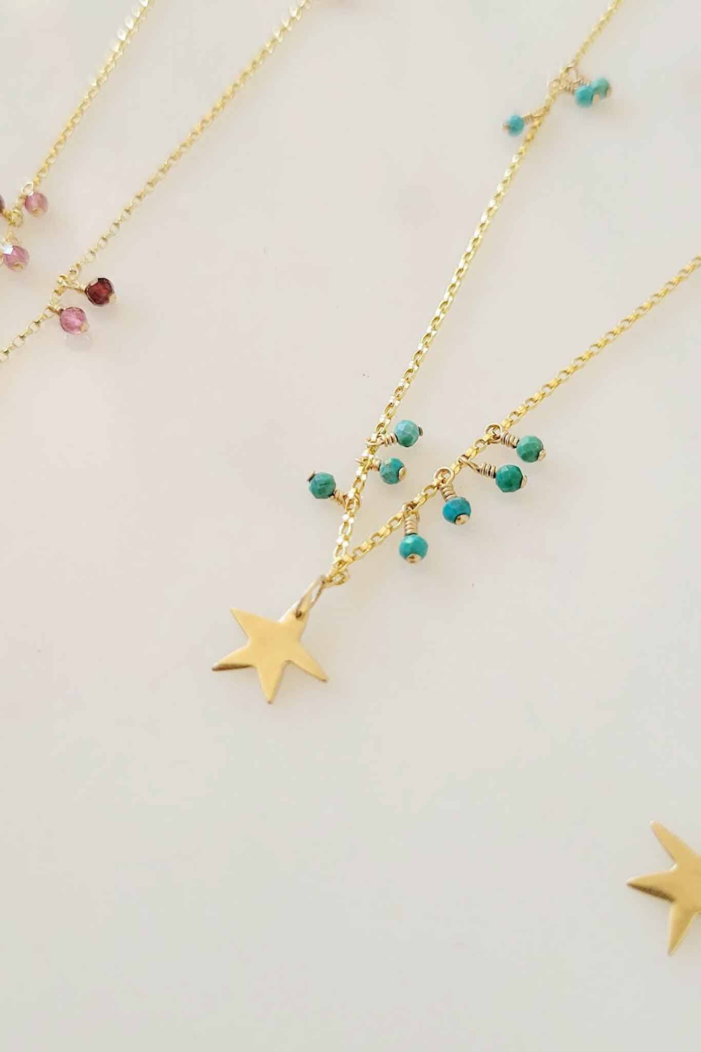 Cobamae Star Charm Necklace - Turquoise
