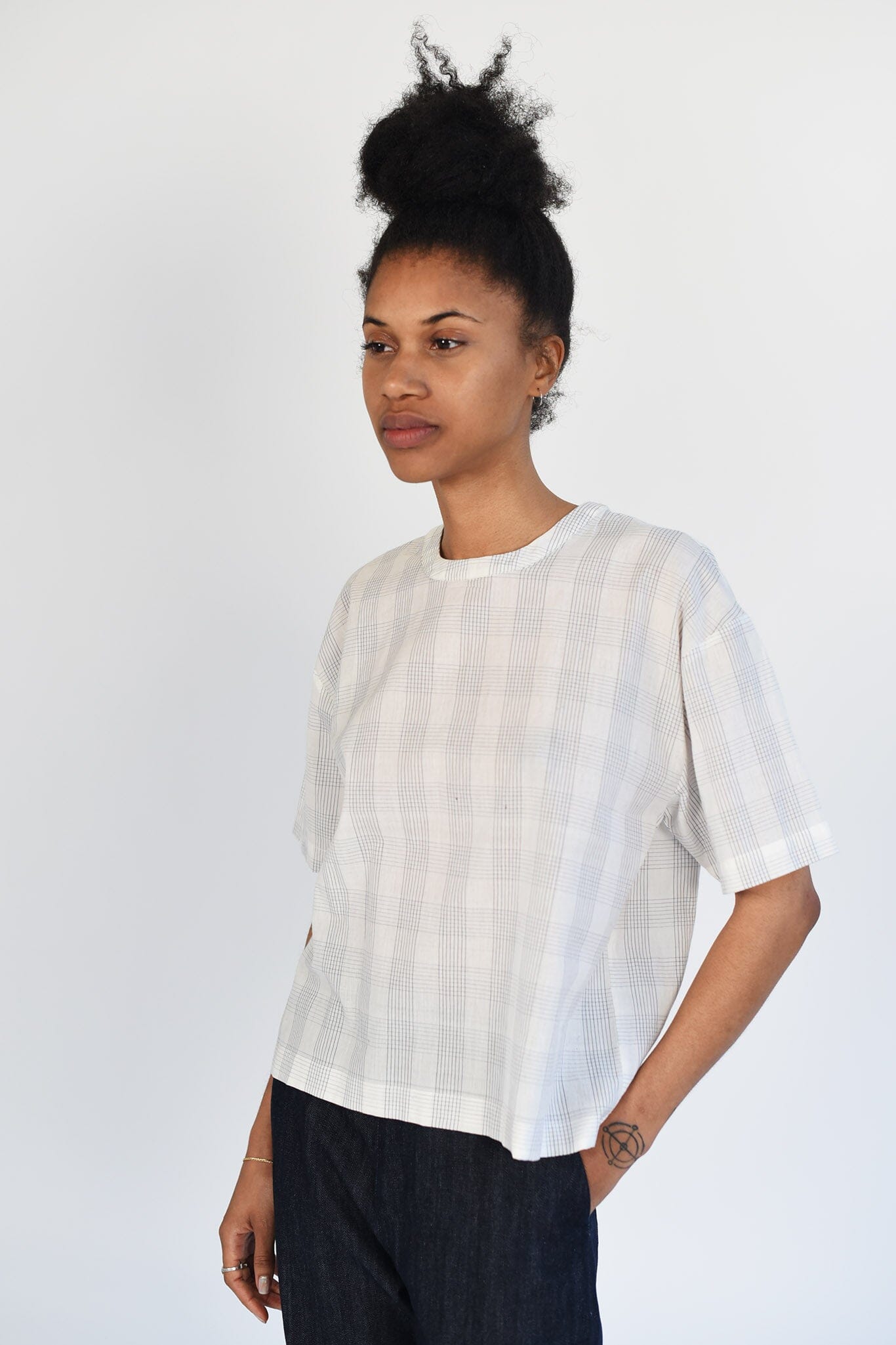 M.PATMOS Pete Tee - Ivory Grid