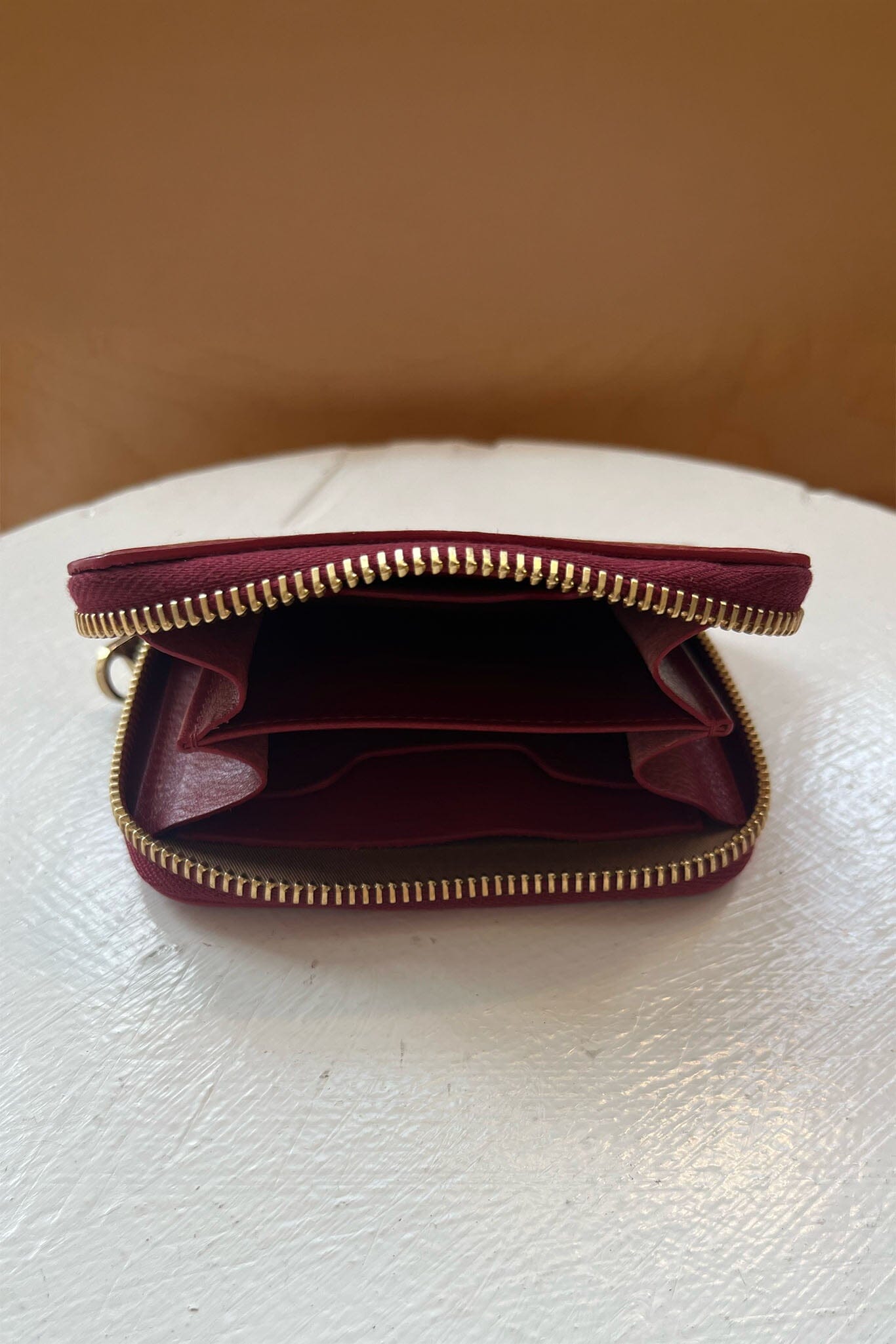 Inside of zip wallet. 