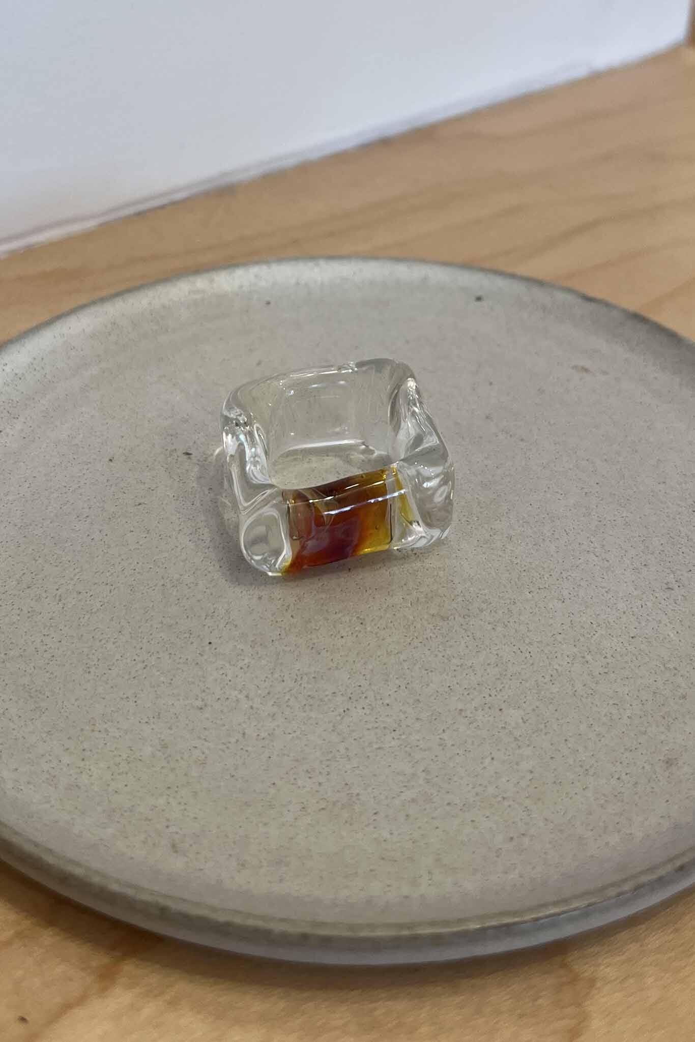 Jane D'Arensbourg Thick Cube - Amber Glass